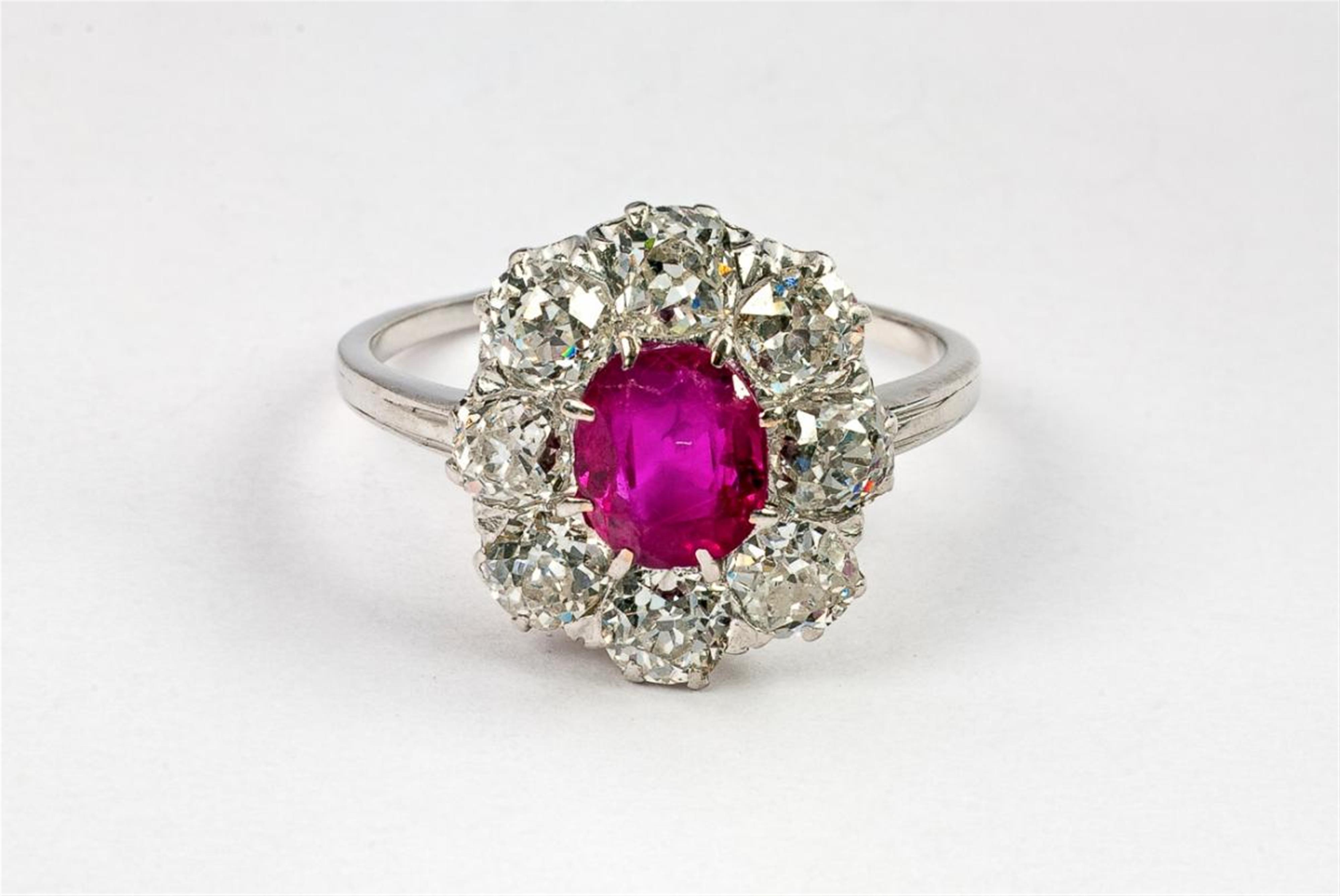 An 18 ct white gold, diamond and ruby ring. - image-1