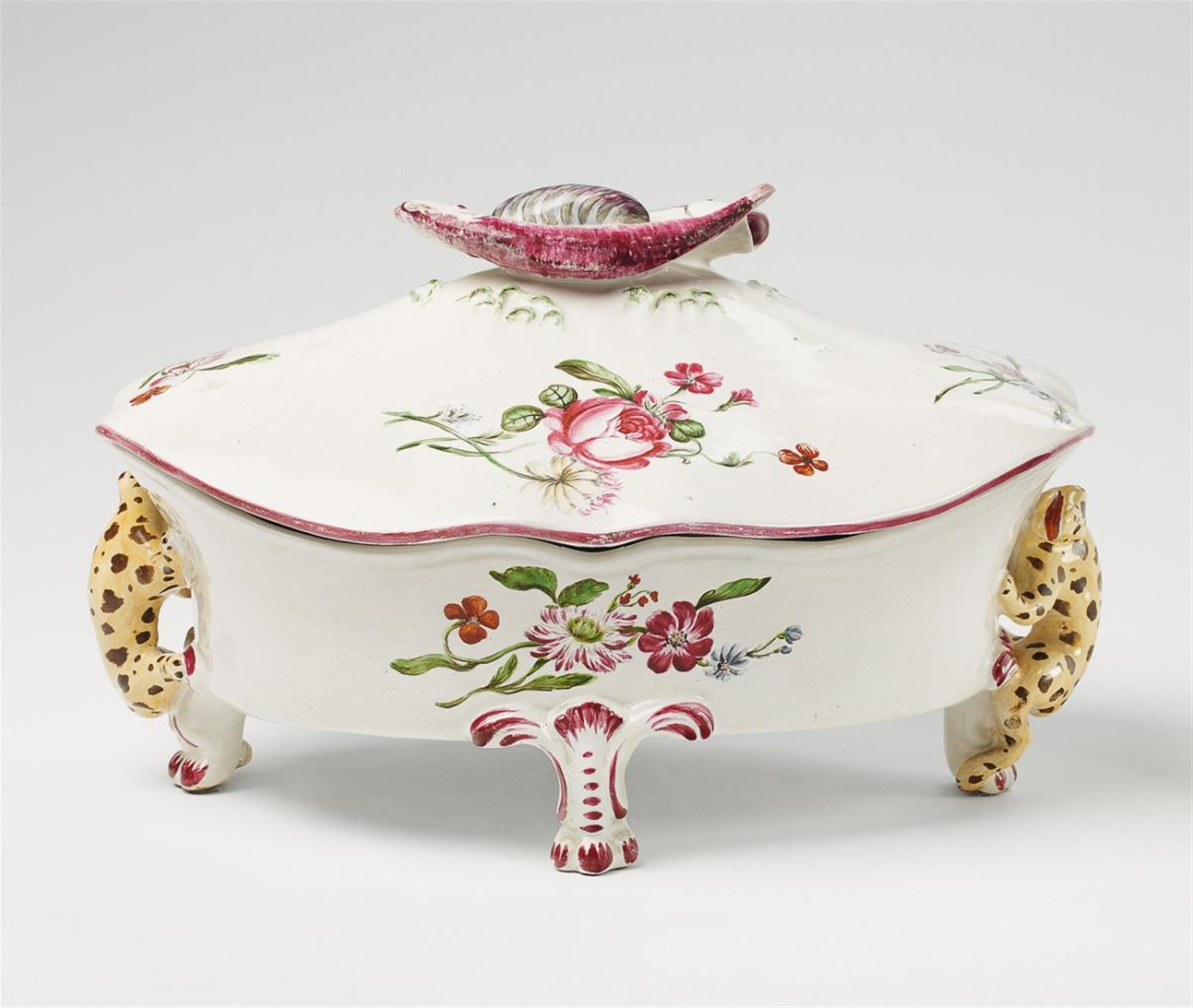A Marseille faience tureen and cover with overglaze decor - image-1