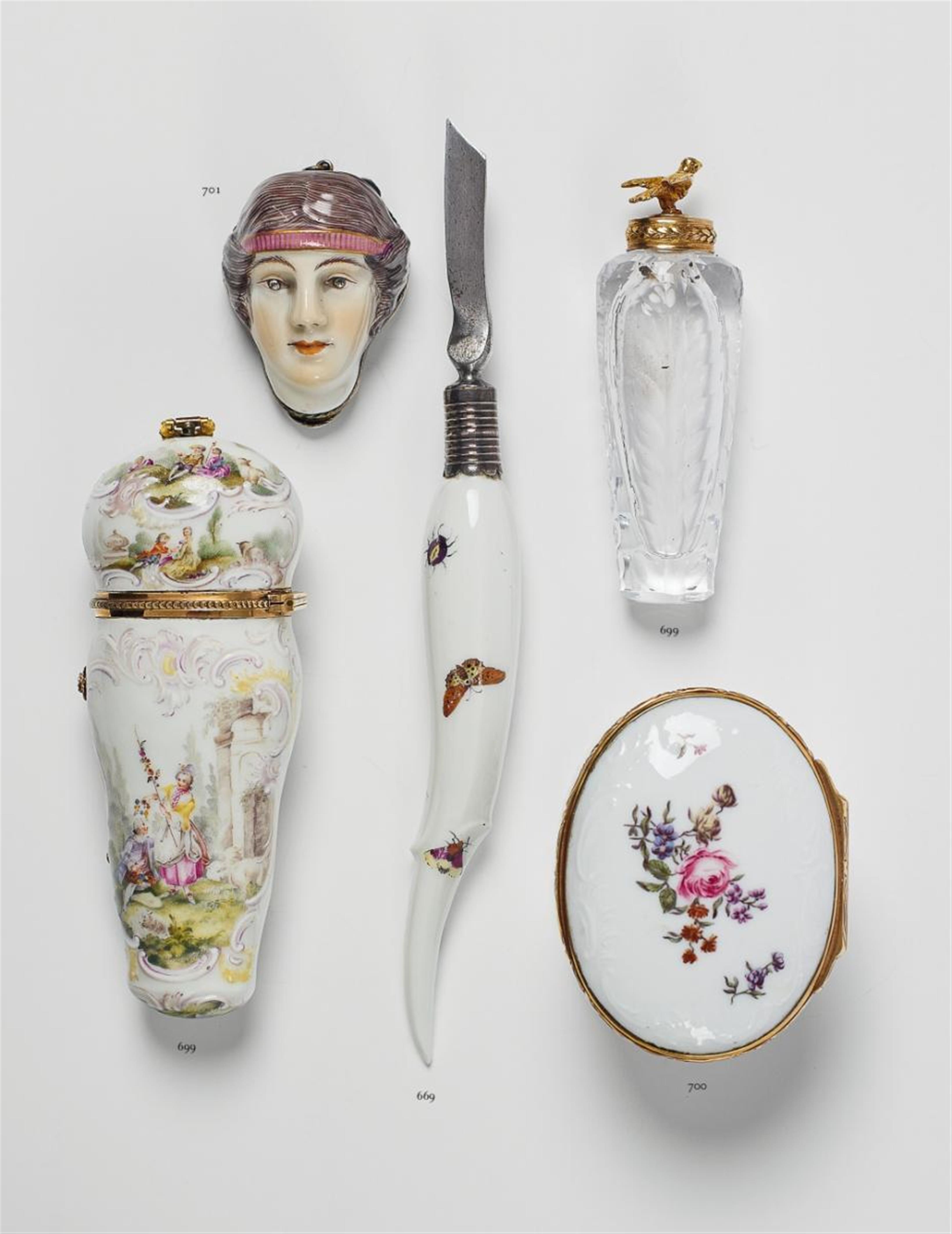 A rare Meissen penknife with enamel insect decor. - image-1