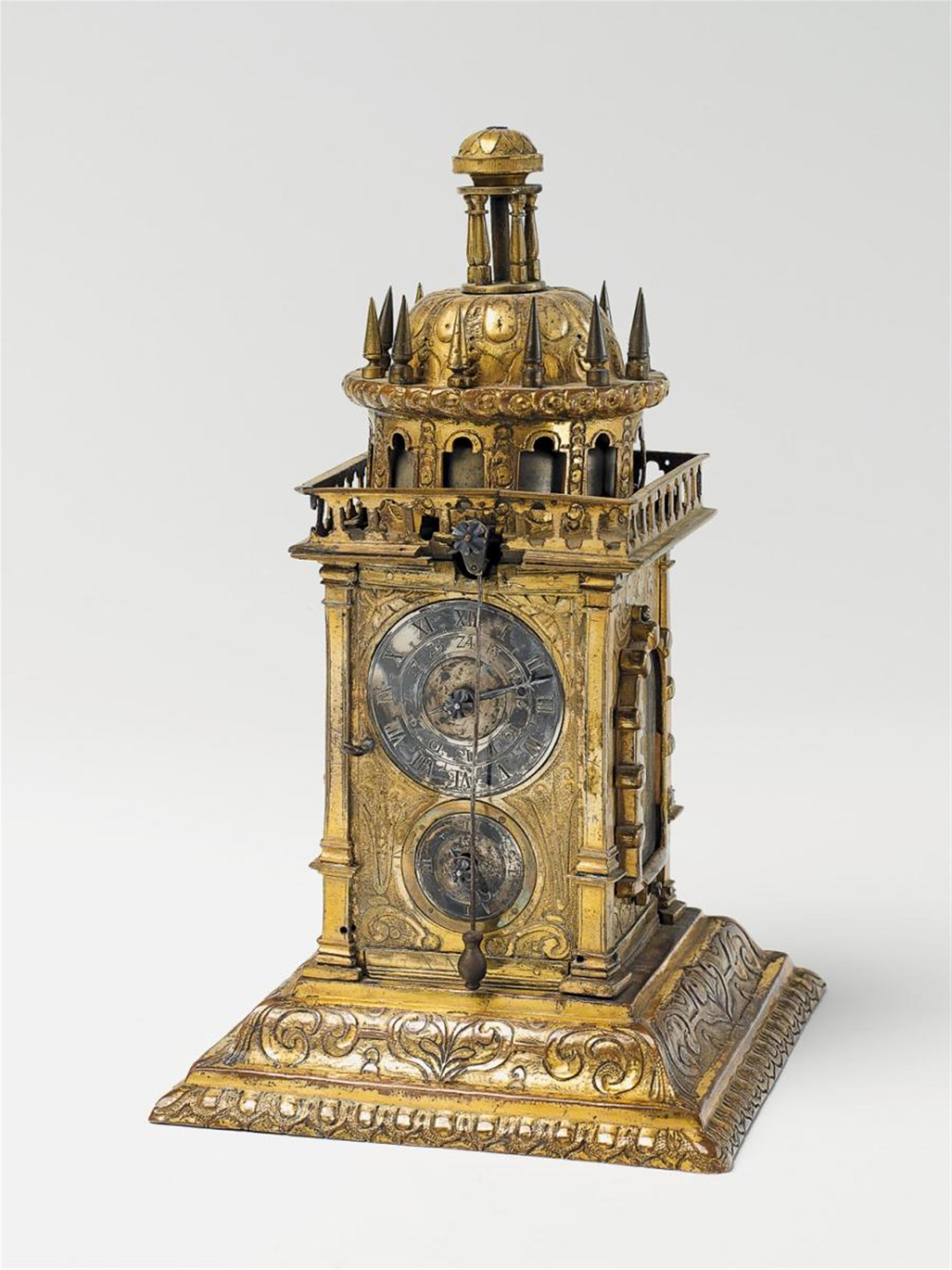 A south German gilt copper and bronze tower clock - image-1