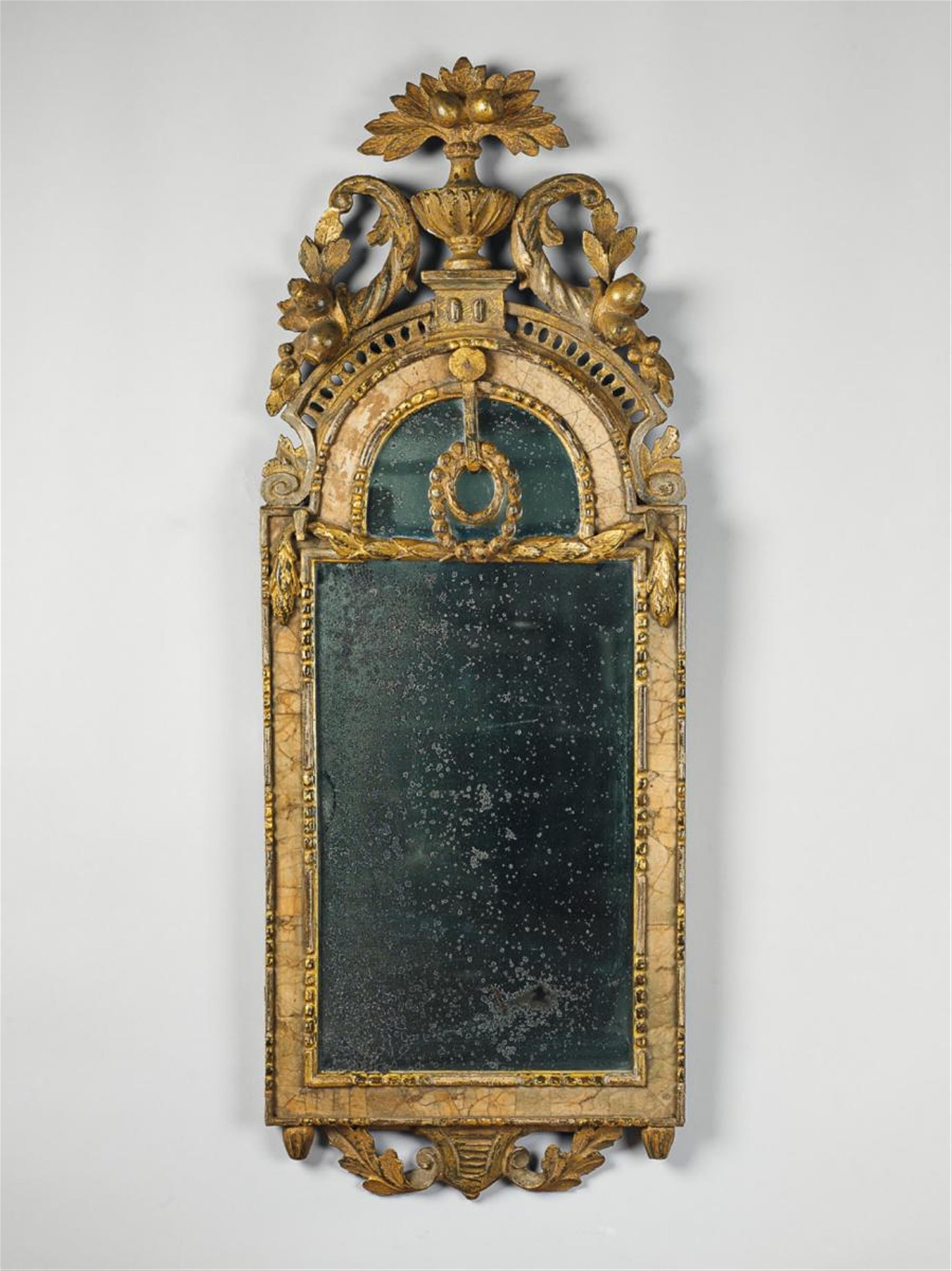 An Italian neoclassical softwood mirror with marble inlays - image-1