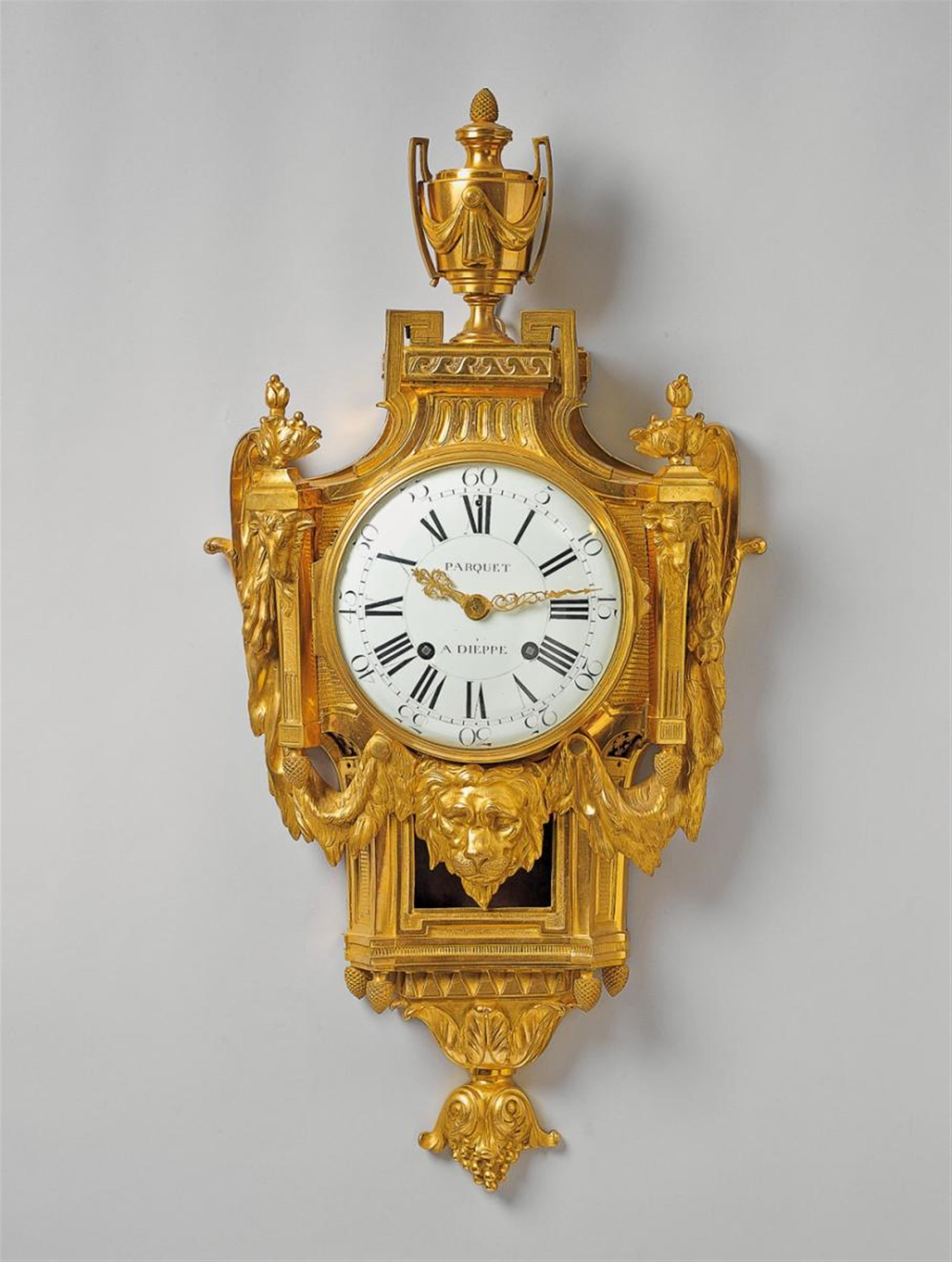 A fire-gilt bronze Louis XVI period cartel clock - image-1