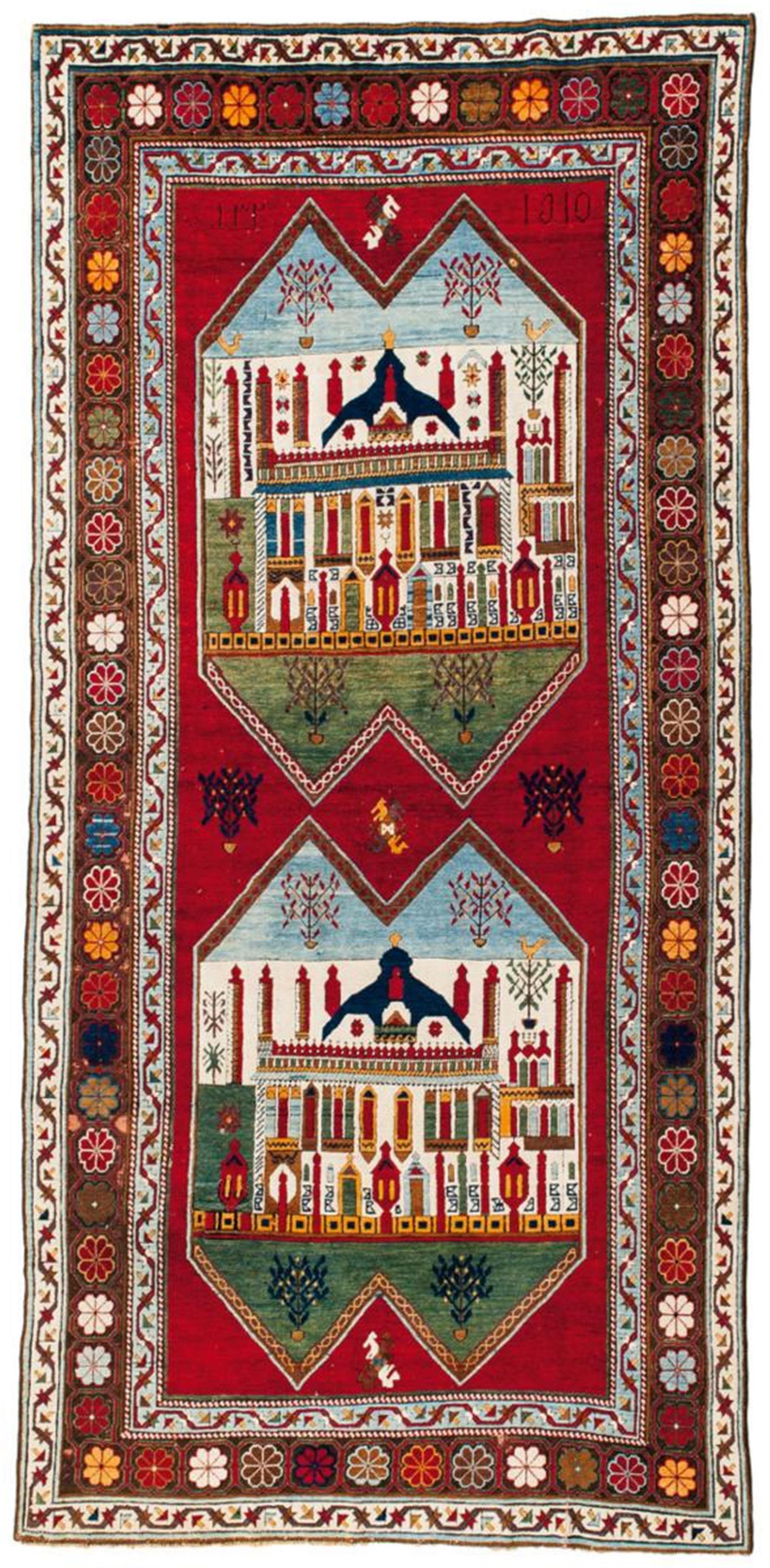 A Caucasian rug with architectural cartouches - image-1