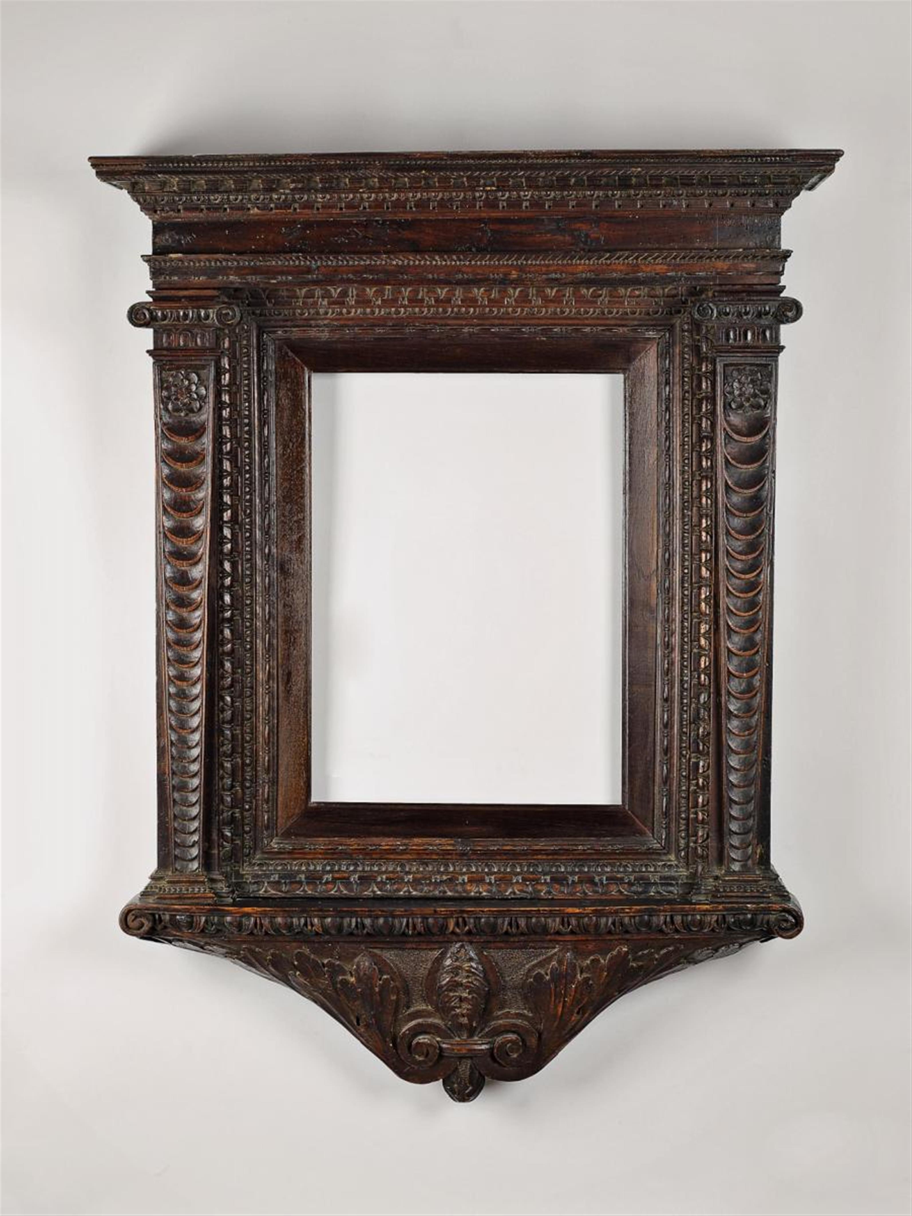 An Italian renaissance carved walnut tabernacle frame. - image-1