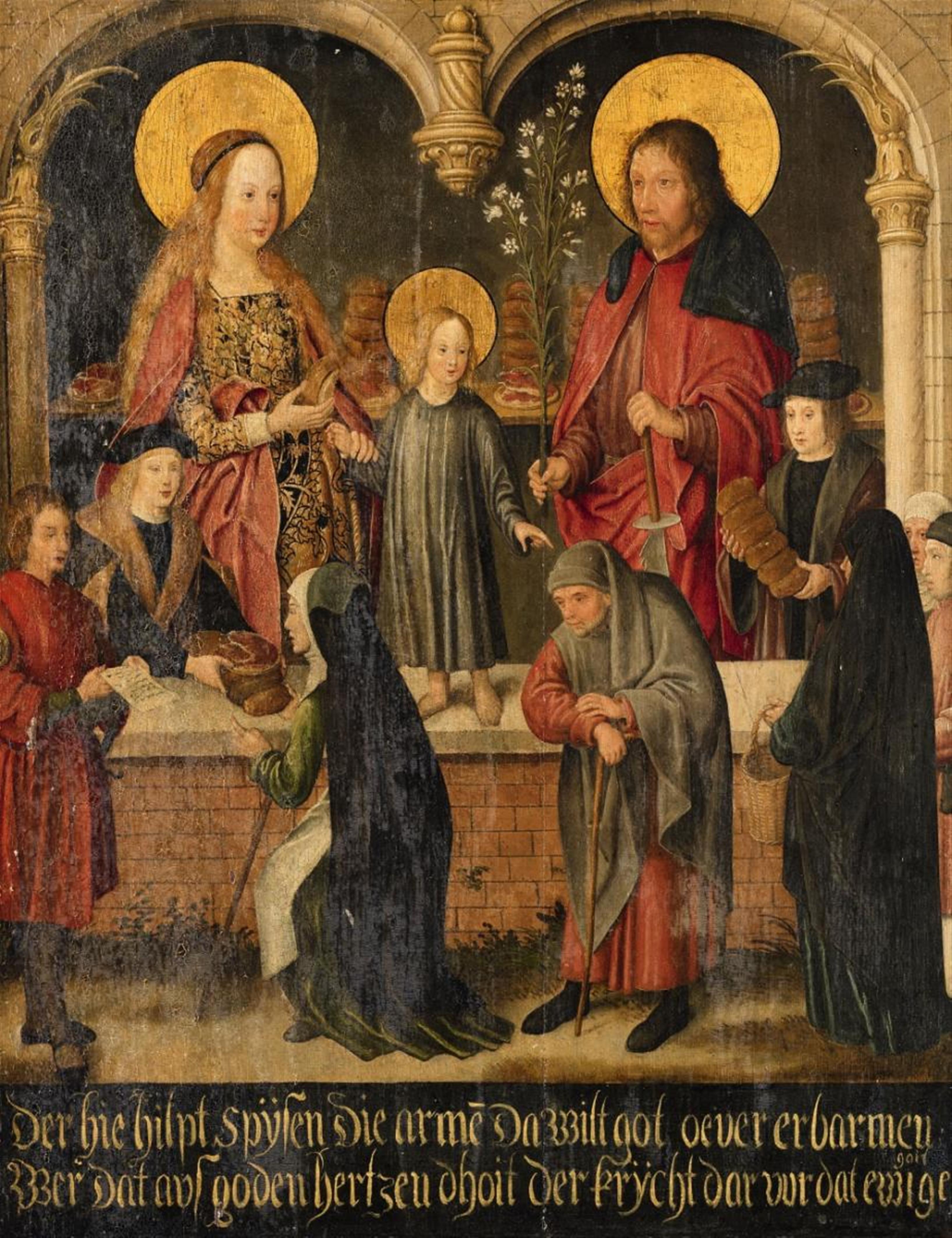 Niederdeutscher Meister circa 1520 - The Feeding of the Hungry with the Holy Family - image-1
