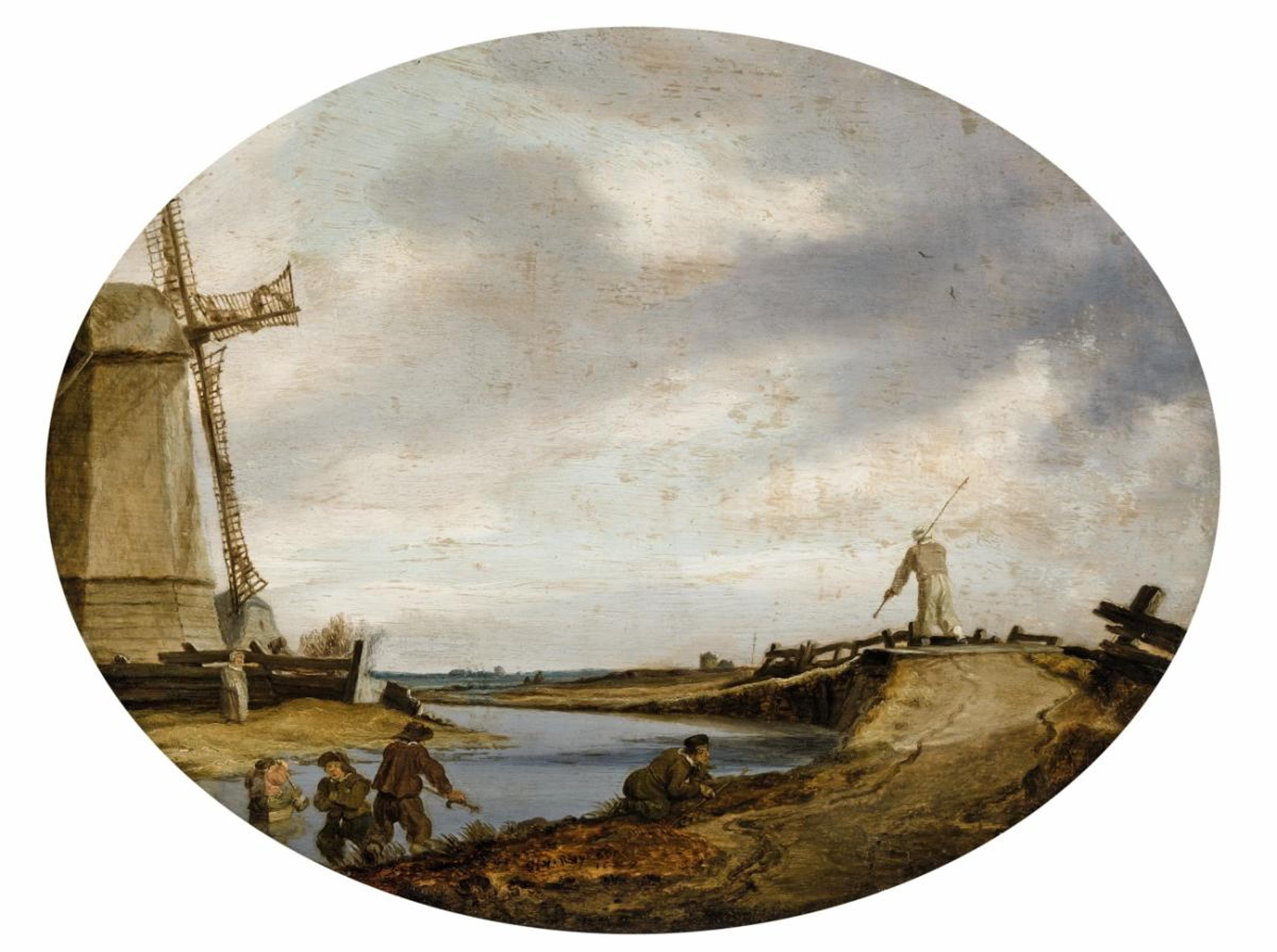 Salomon van Ruysdael - Windmühle am Flussufer - image-1