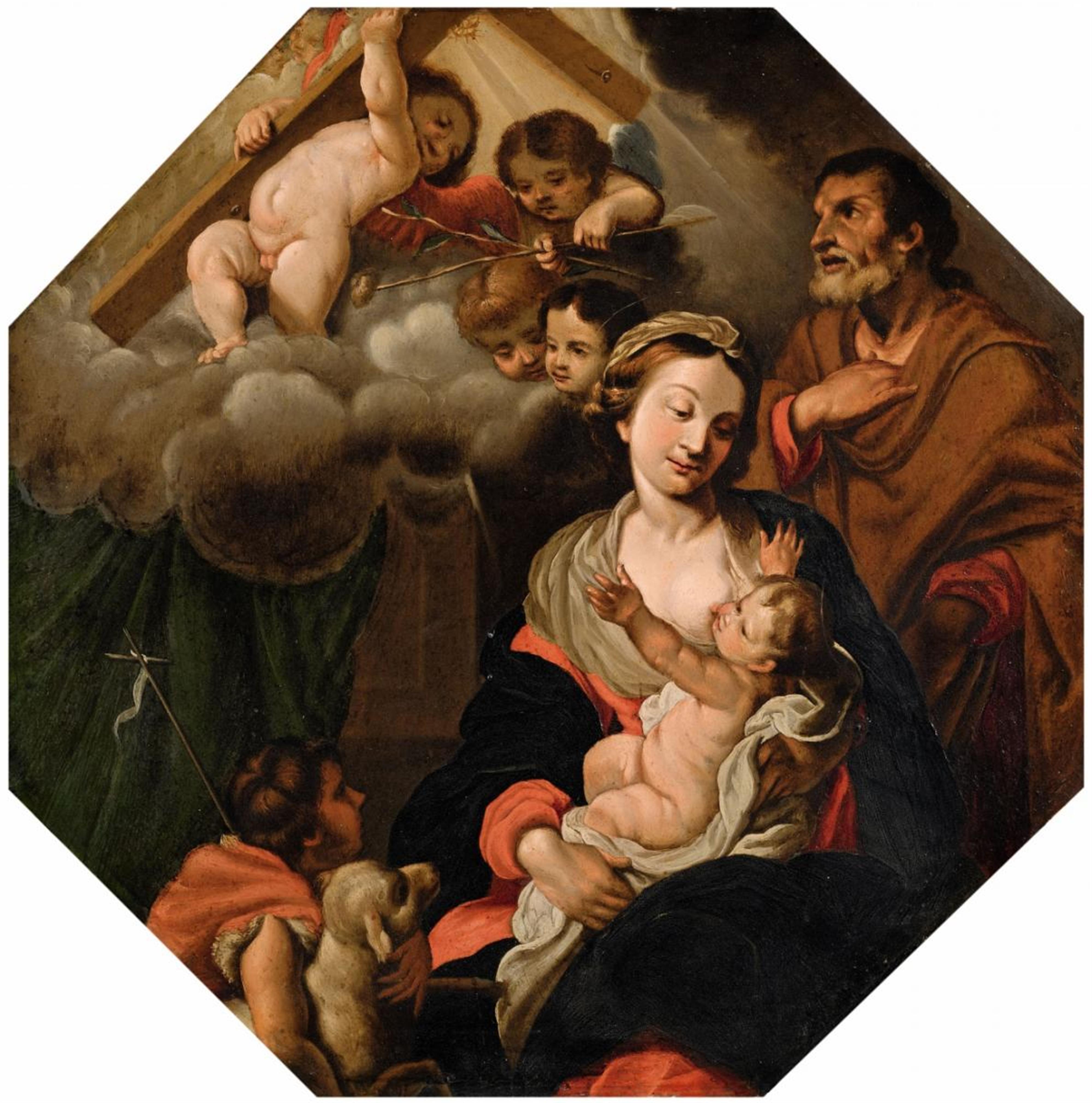 Italian School first half 17th century - The Holy Family and Saint John the Baptist - image-1
