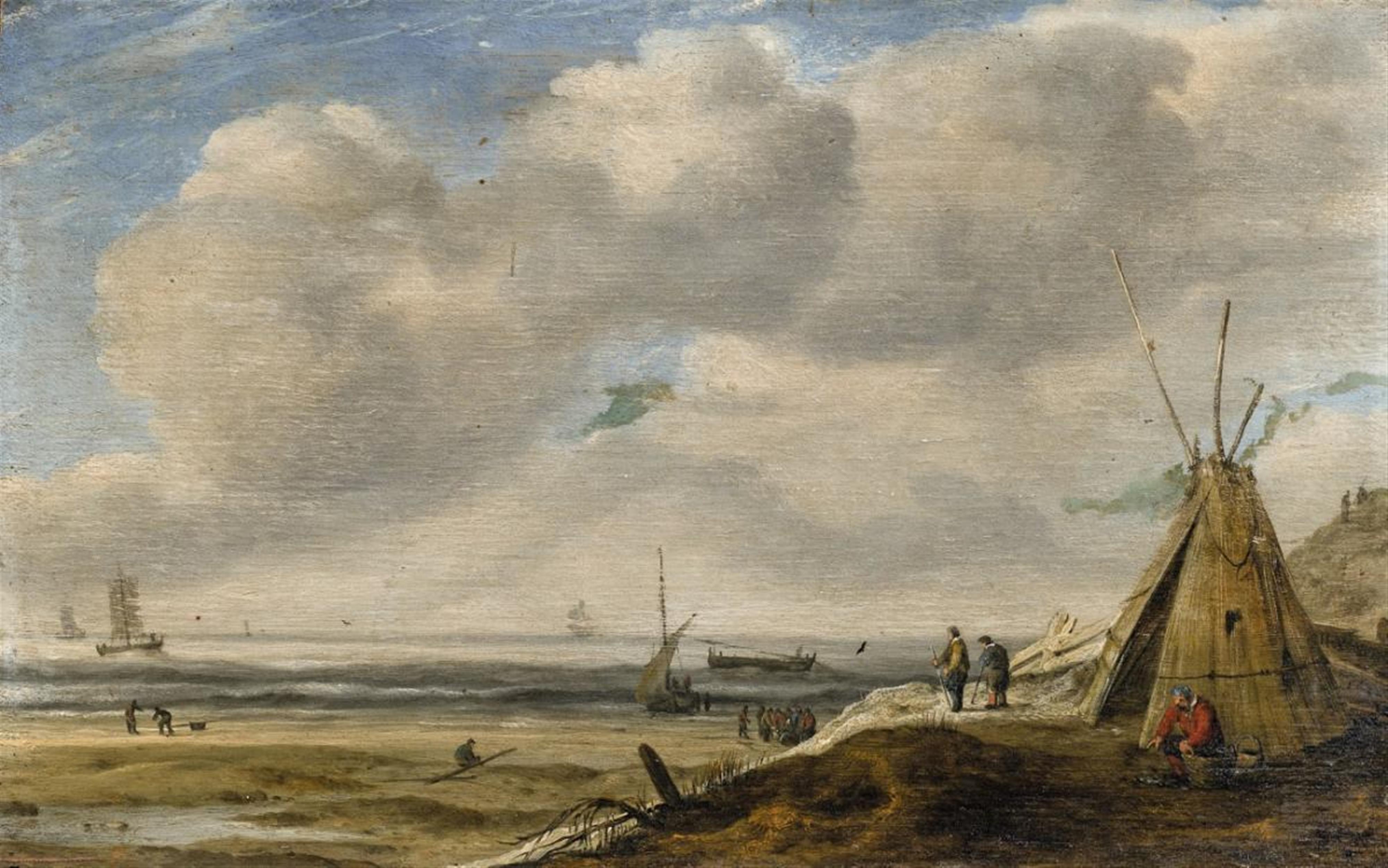Hendrick van Anthonissen - Coastal Landscape with a Tent - image-1
