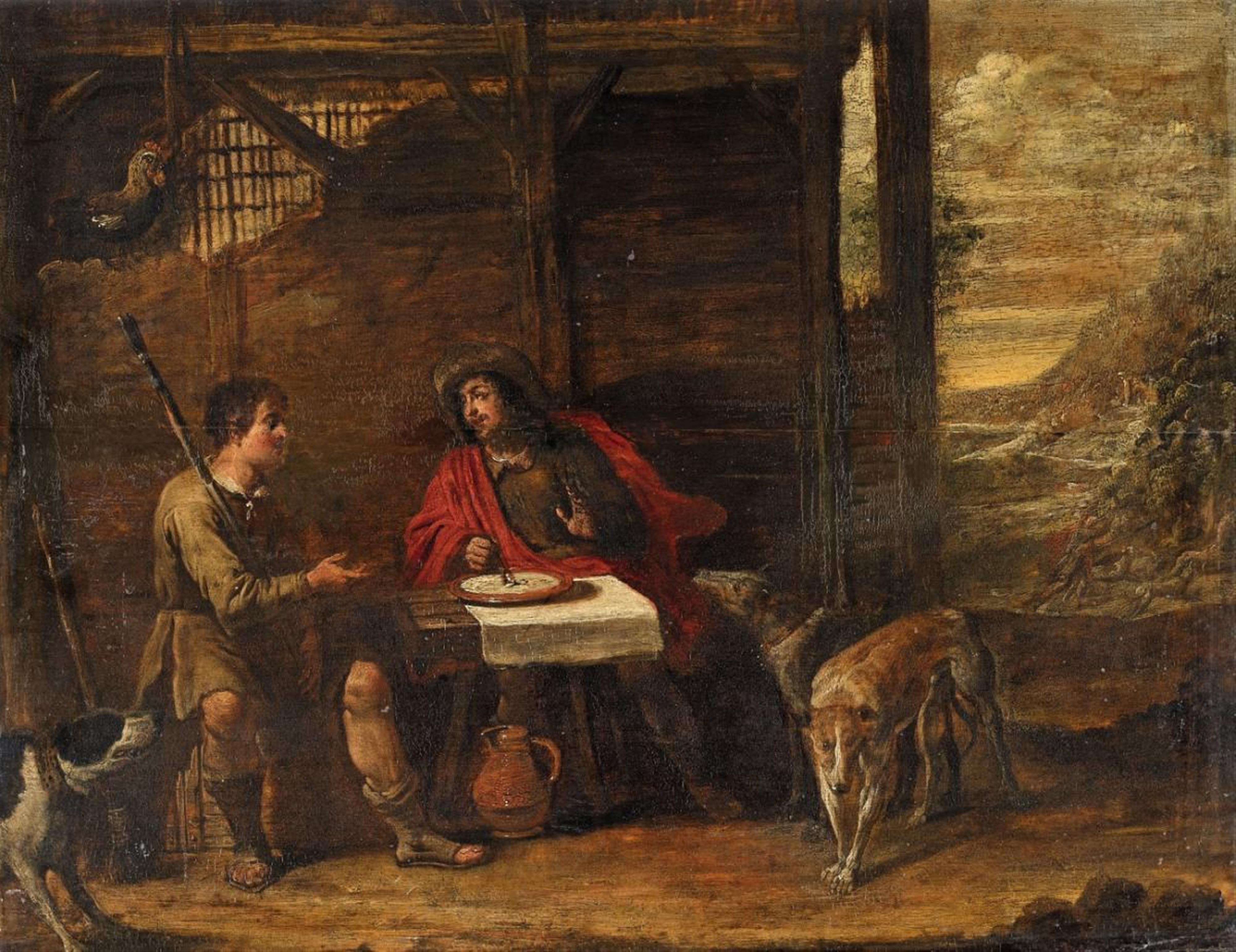 Flemish School - Two Peasants Eating - image-1