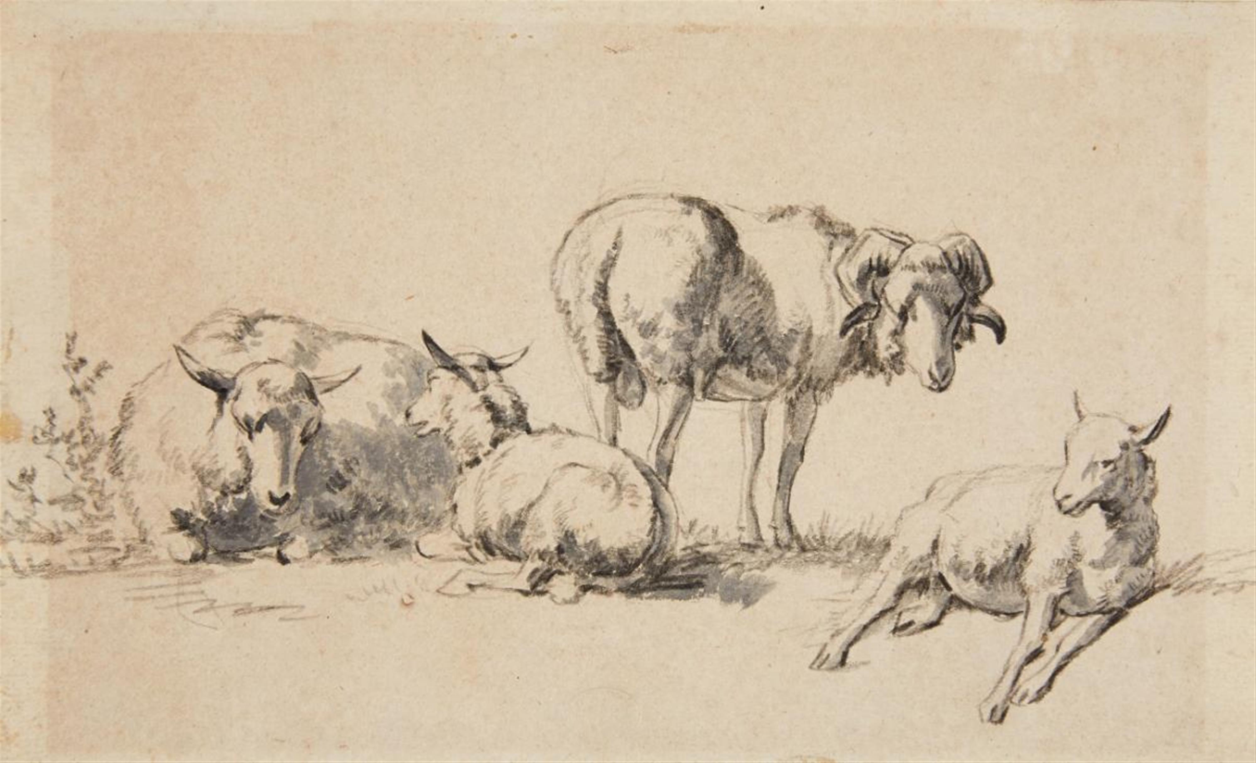 Karel Dujardin, attributed to - A Ram, a Sheep and two Lambs - image-1
