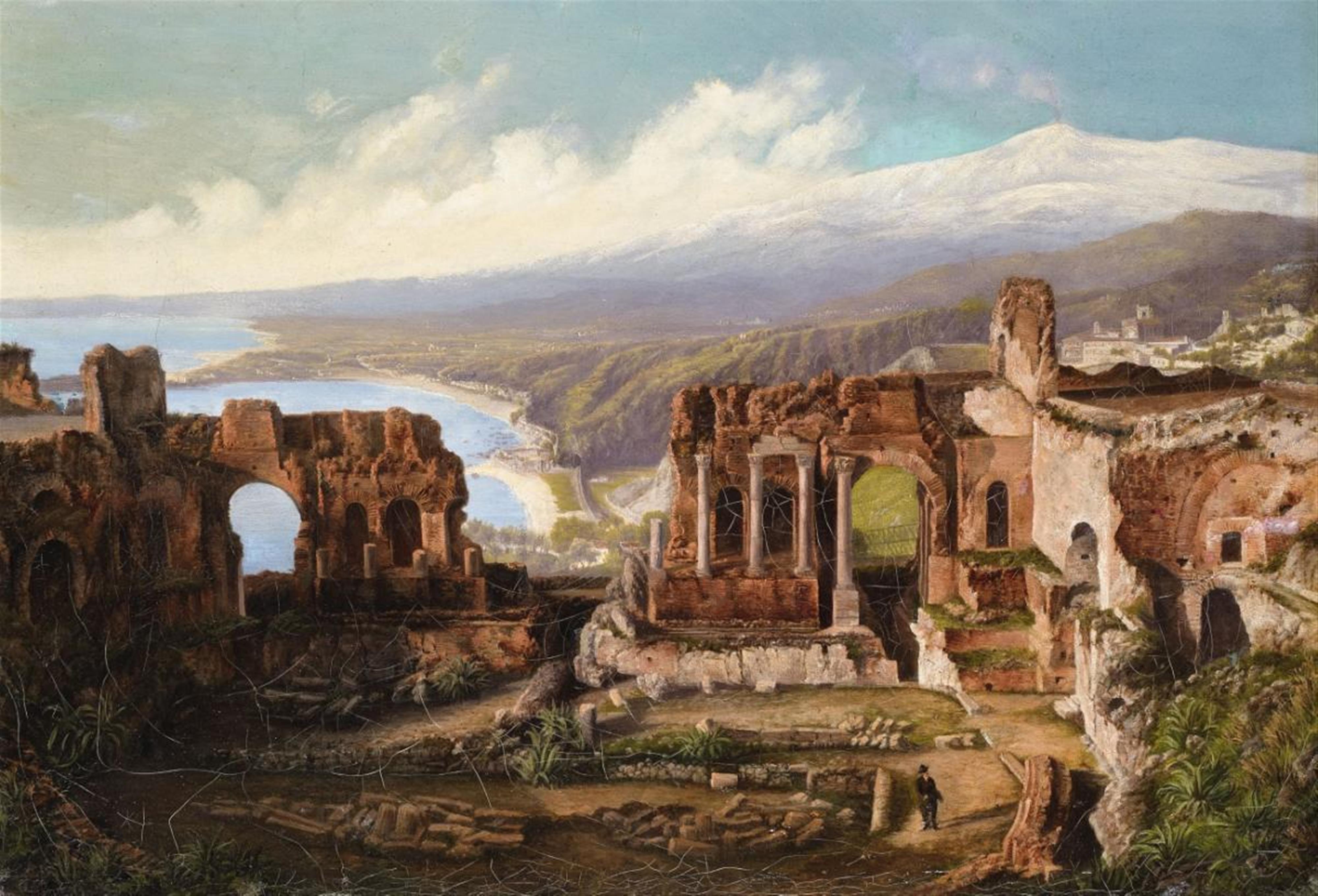 Deutscher Künstler um 1840/1850 - Taormina mit dem Ätna - image-1