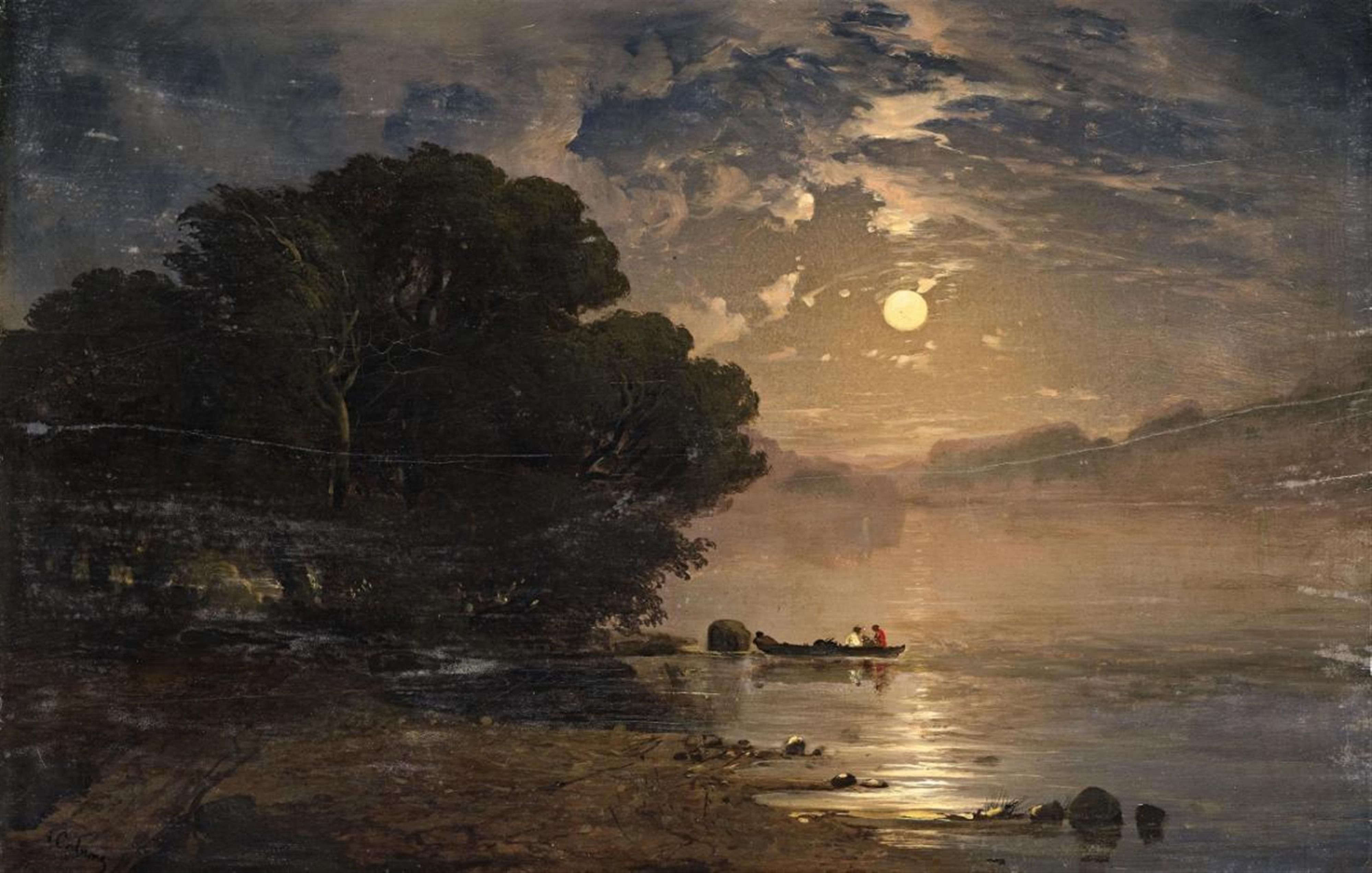 Alexandre Calame - Evening Landscape with a Lake - image-1