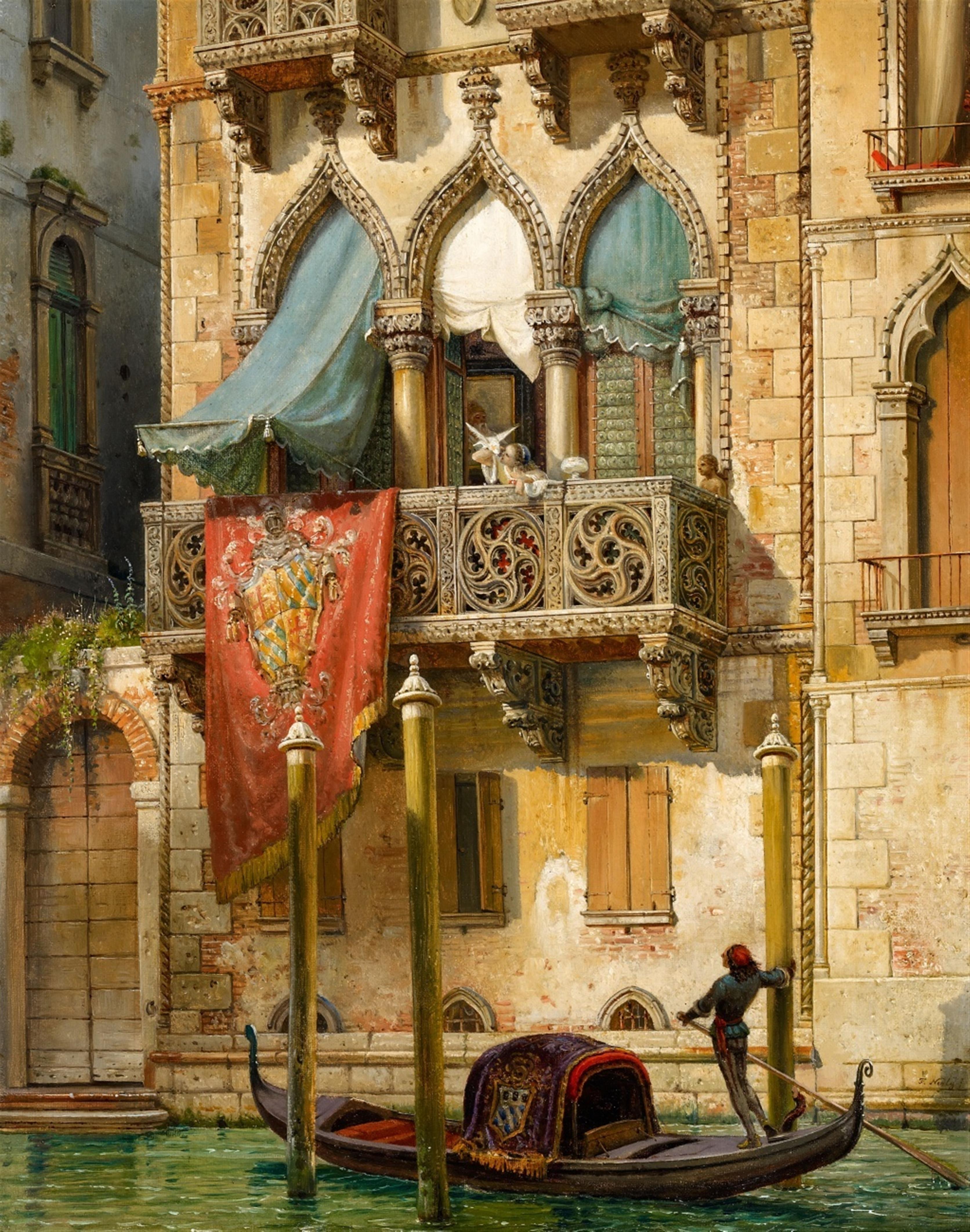Friedrich Nerly - The Palazzo Contarini in Venice (The House of Desdemona) - image-1