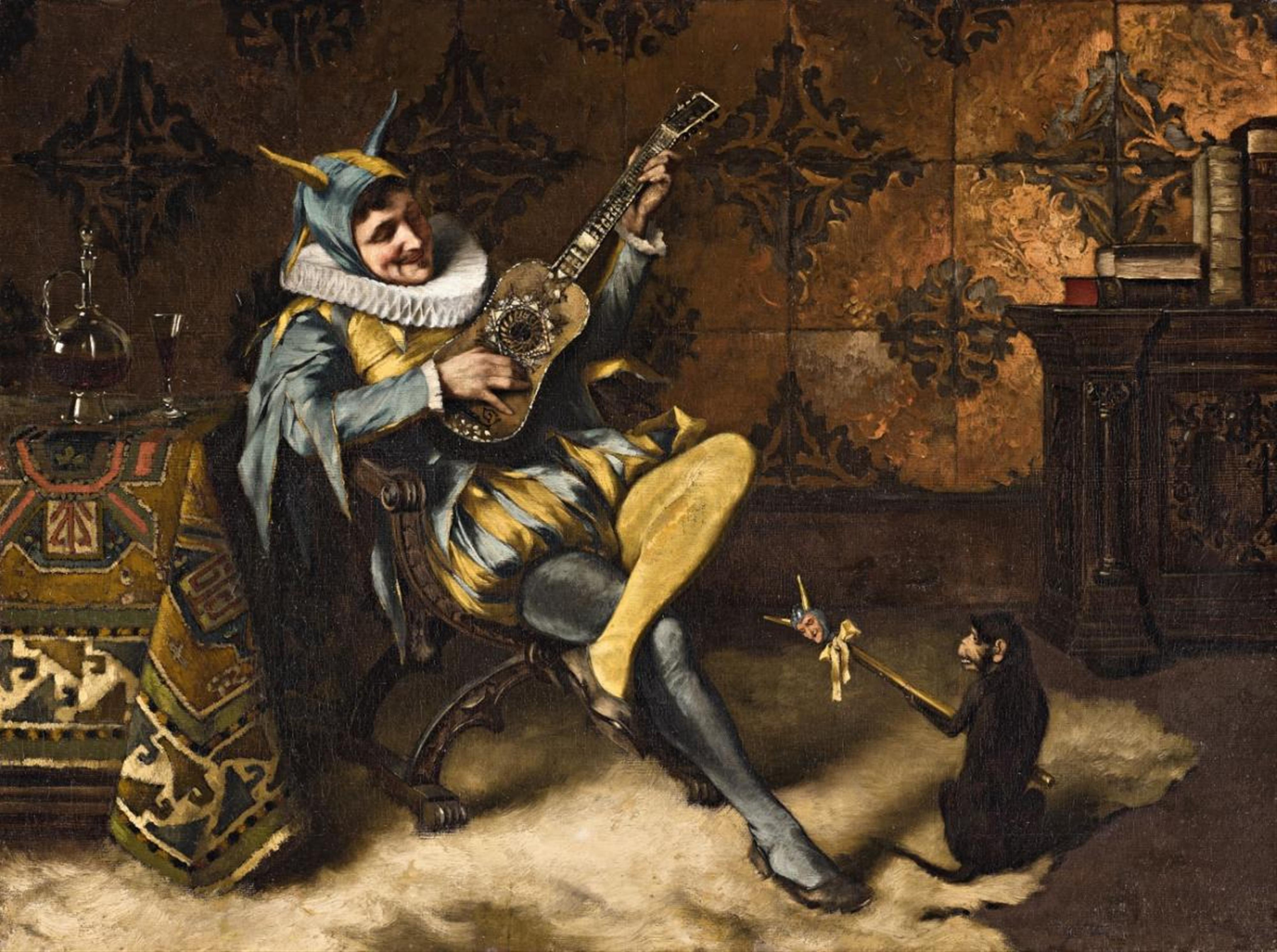 Max Volkhart - The Serenade (Harlequin with a Monkey) - image-1
