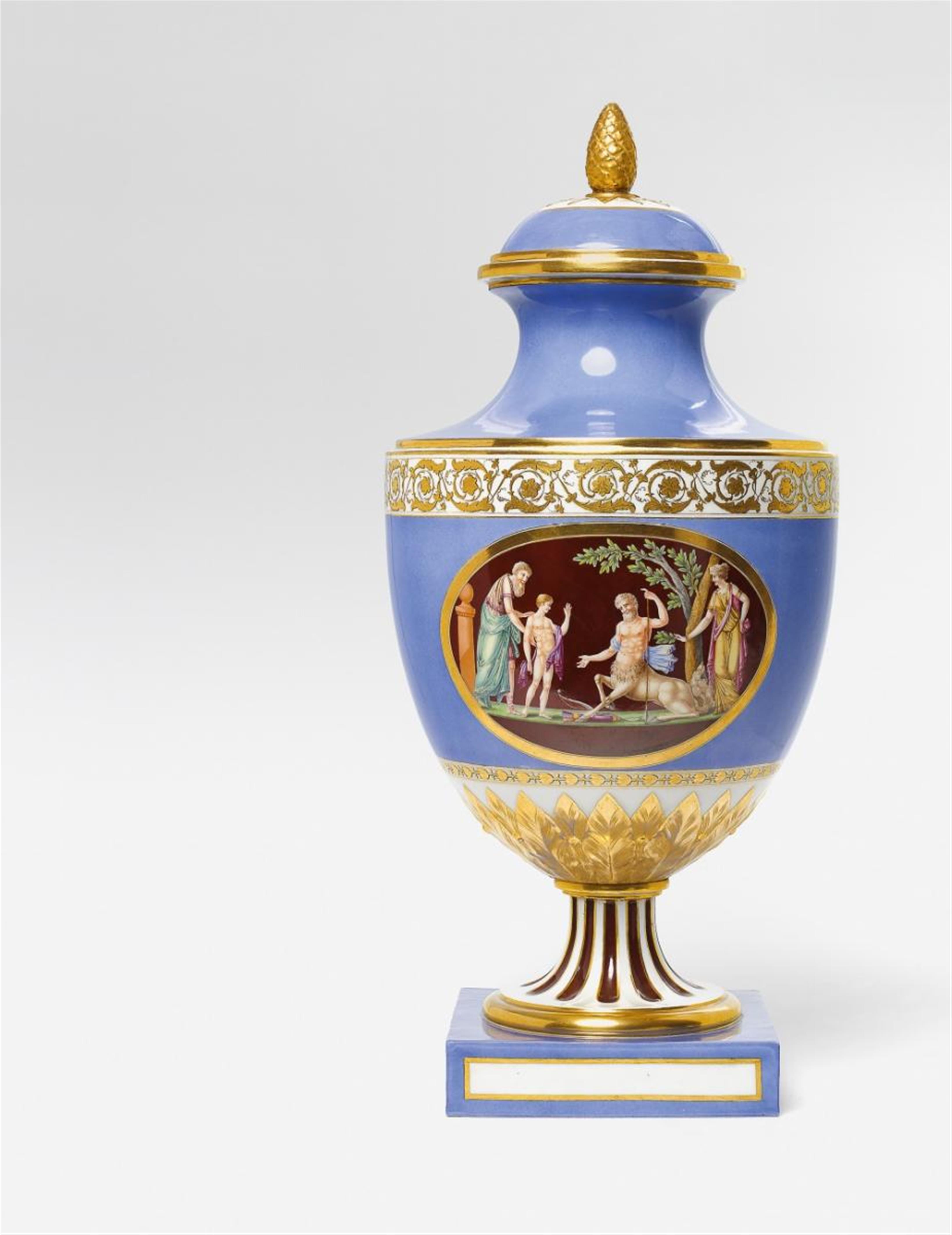 A large KPM porcelain vase and cover from Berlin Palace. - image-1