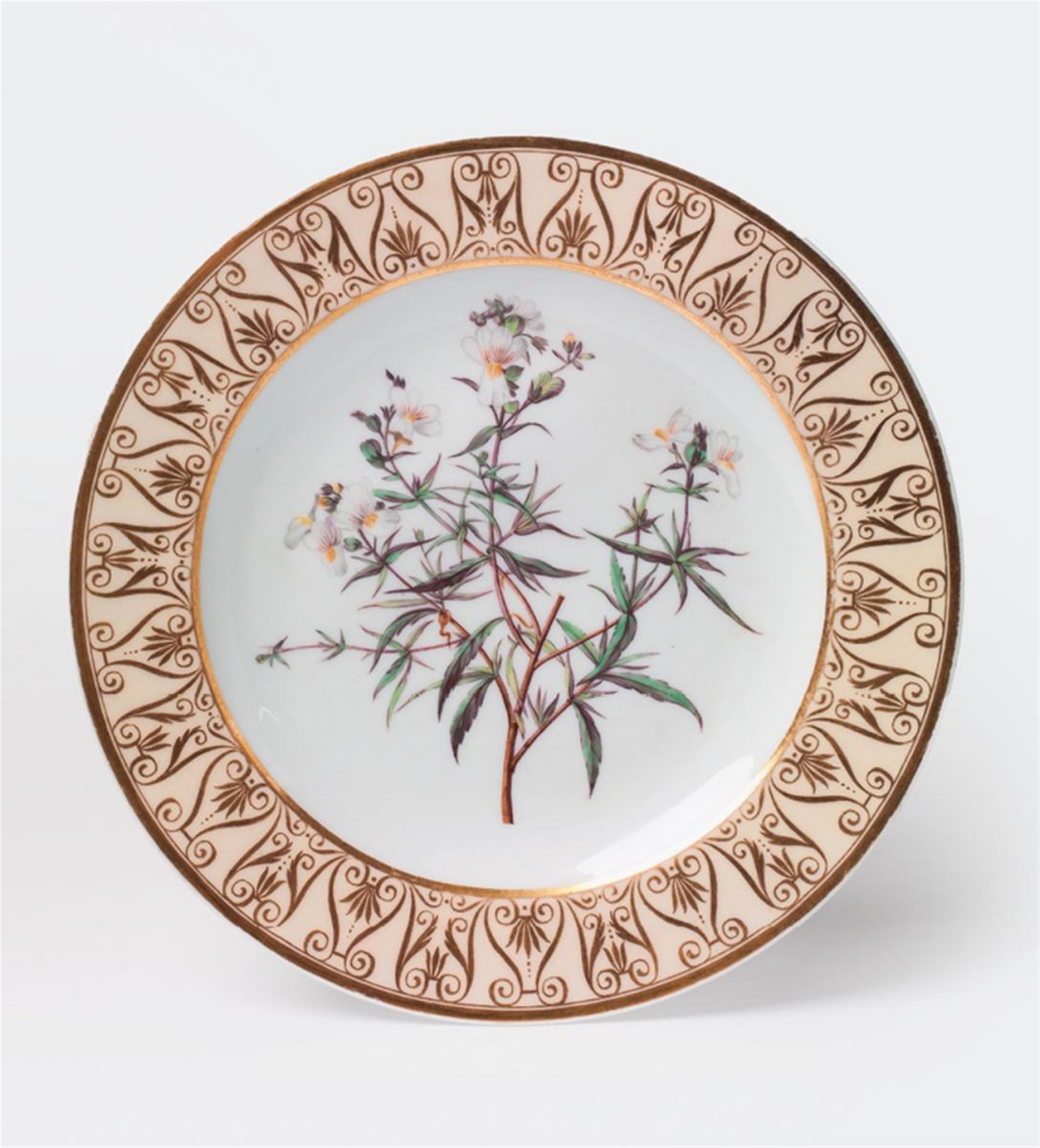A KPM plate with botanical decor. - image-1
