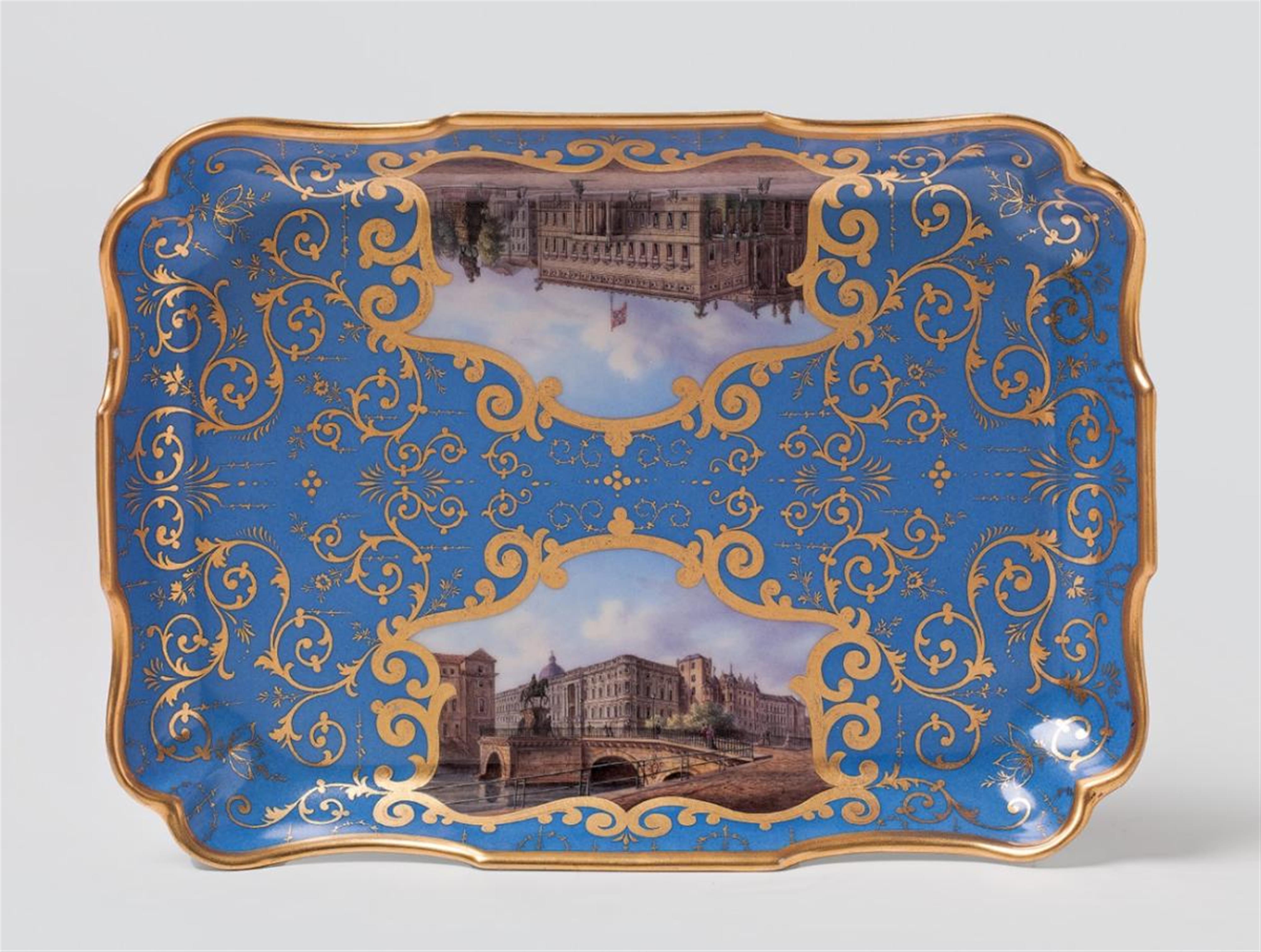A small KPM tray with painted views. - image-1