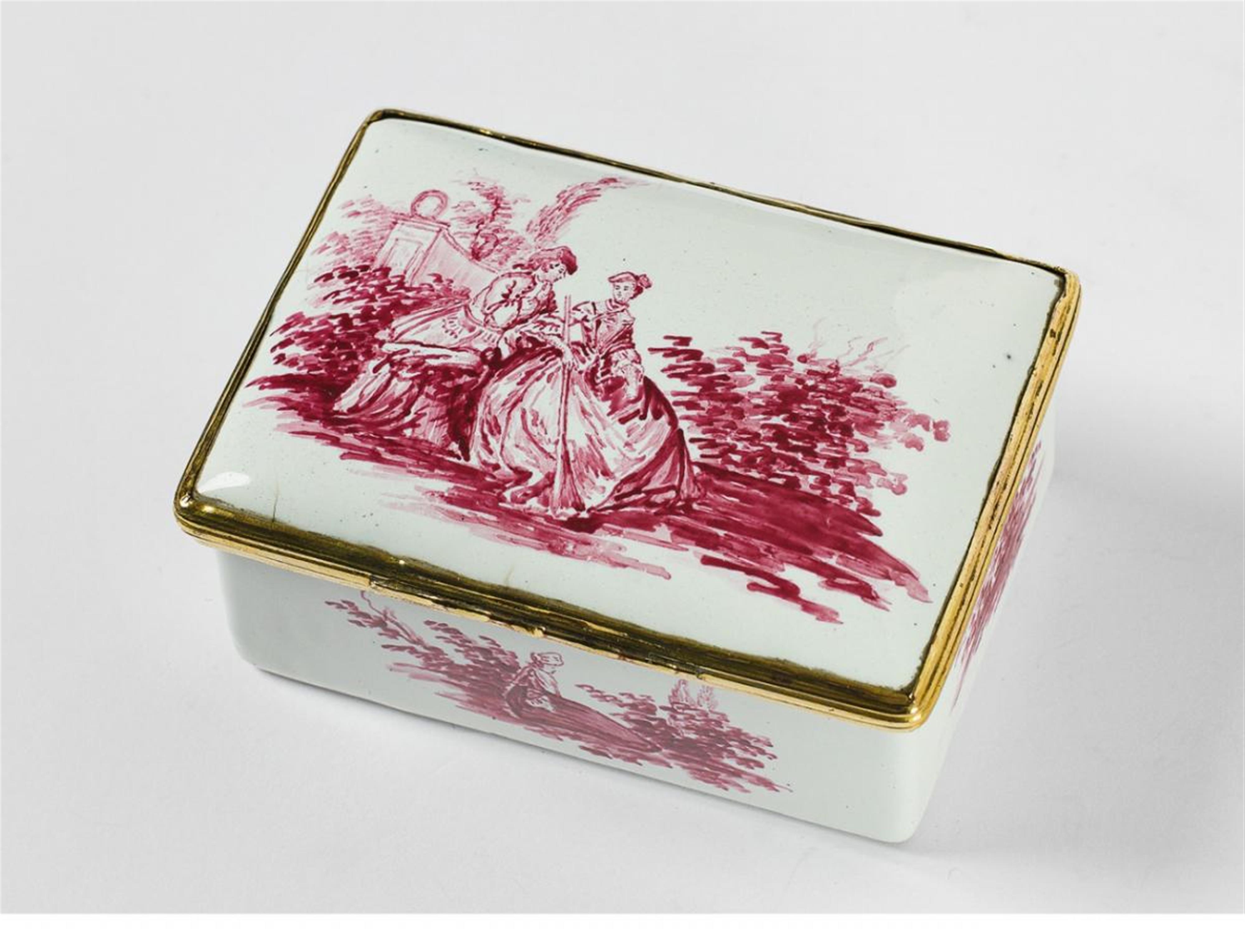 A gilt copper-mounted Berlin enamel painted box. - image-1
