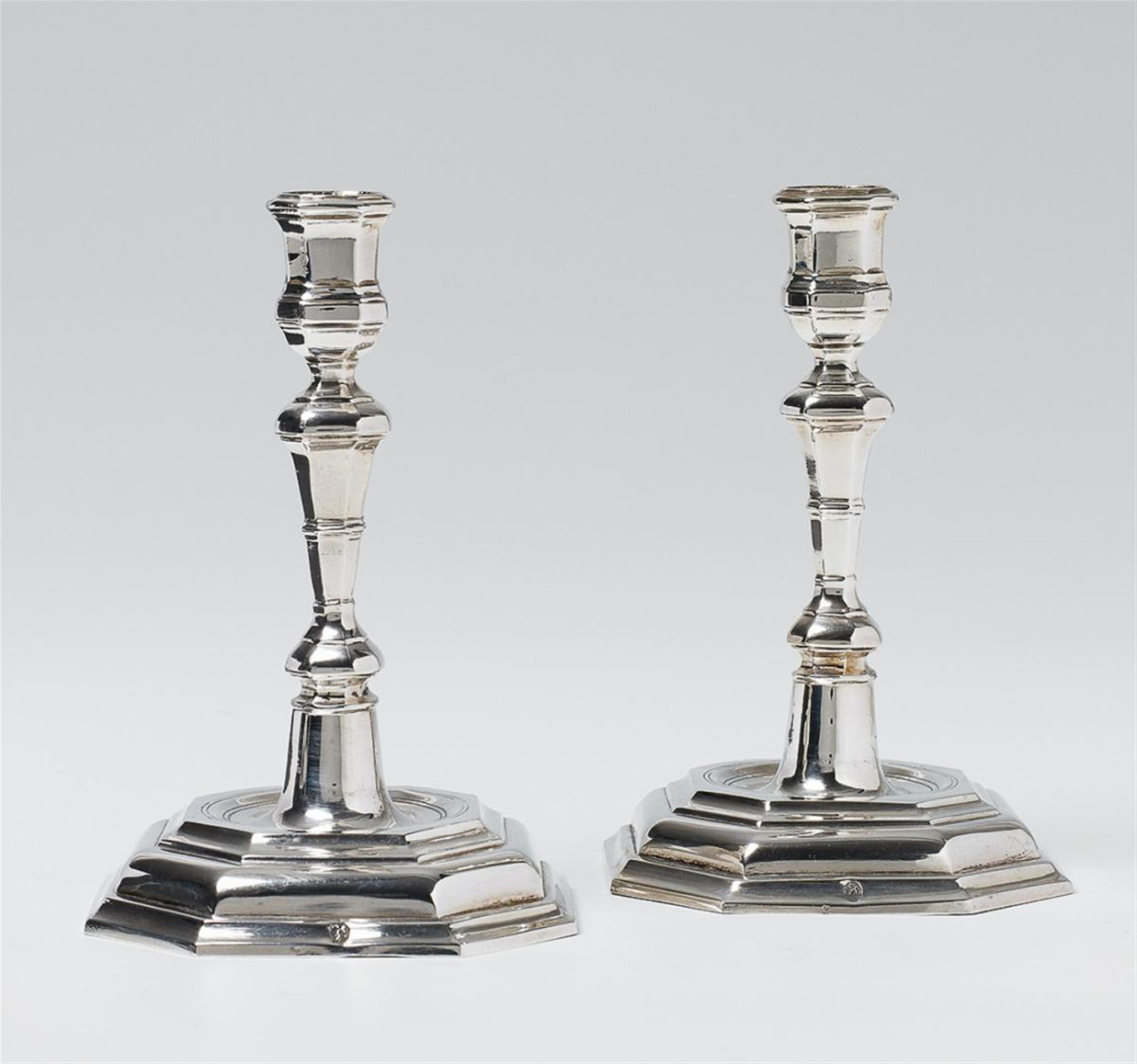 A pair of Berlin silver Baroque candlesticks. - image-1