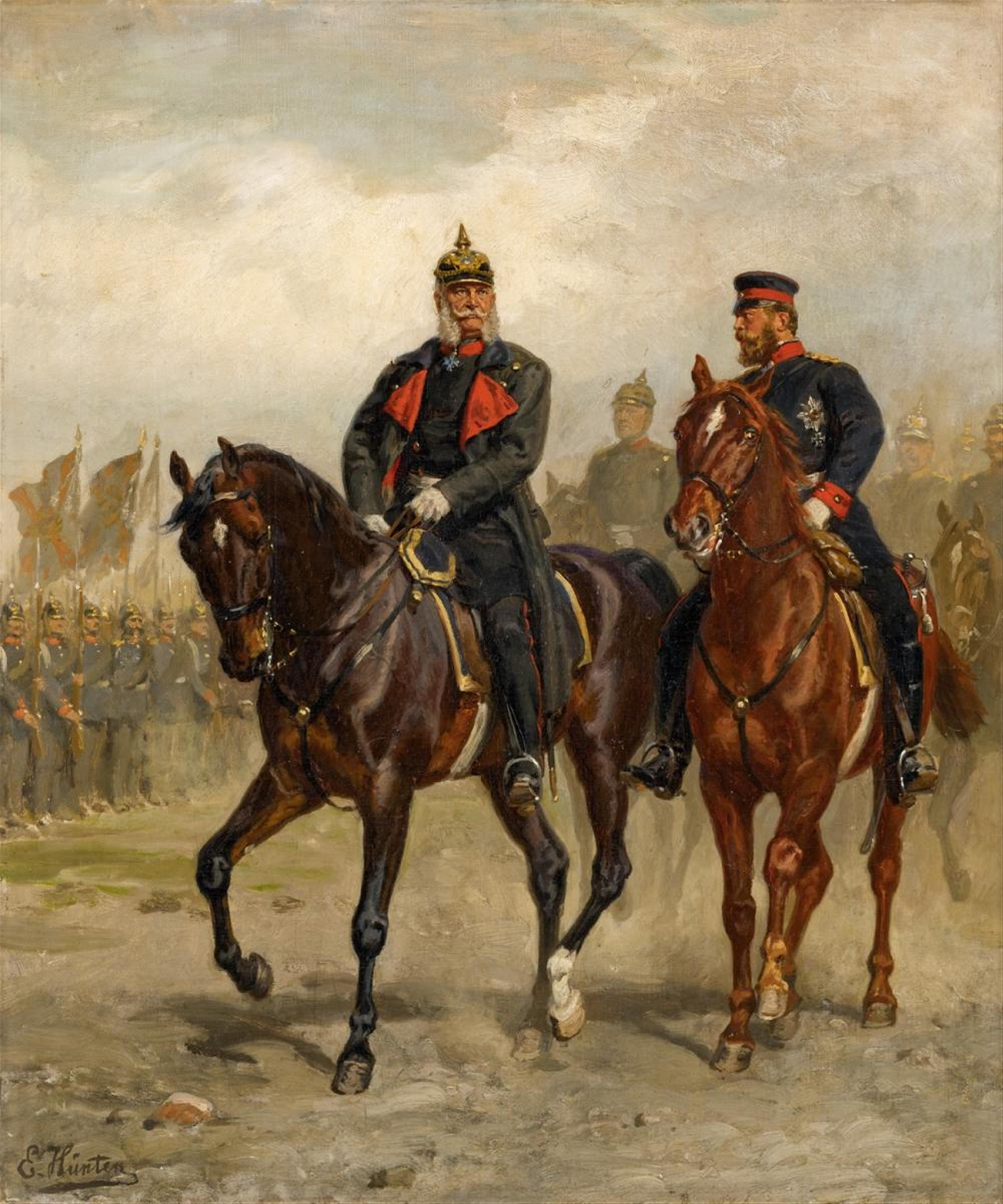 Emil Hünten - Emperor Wilhelm I and Crown Prince Frederick on Horseback. - image-1