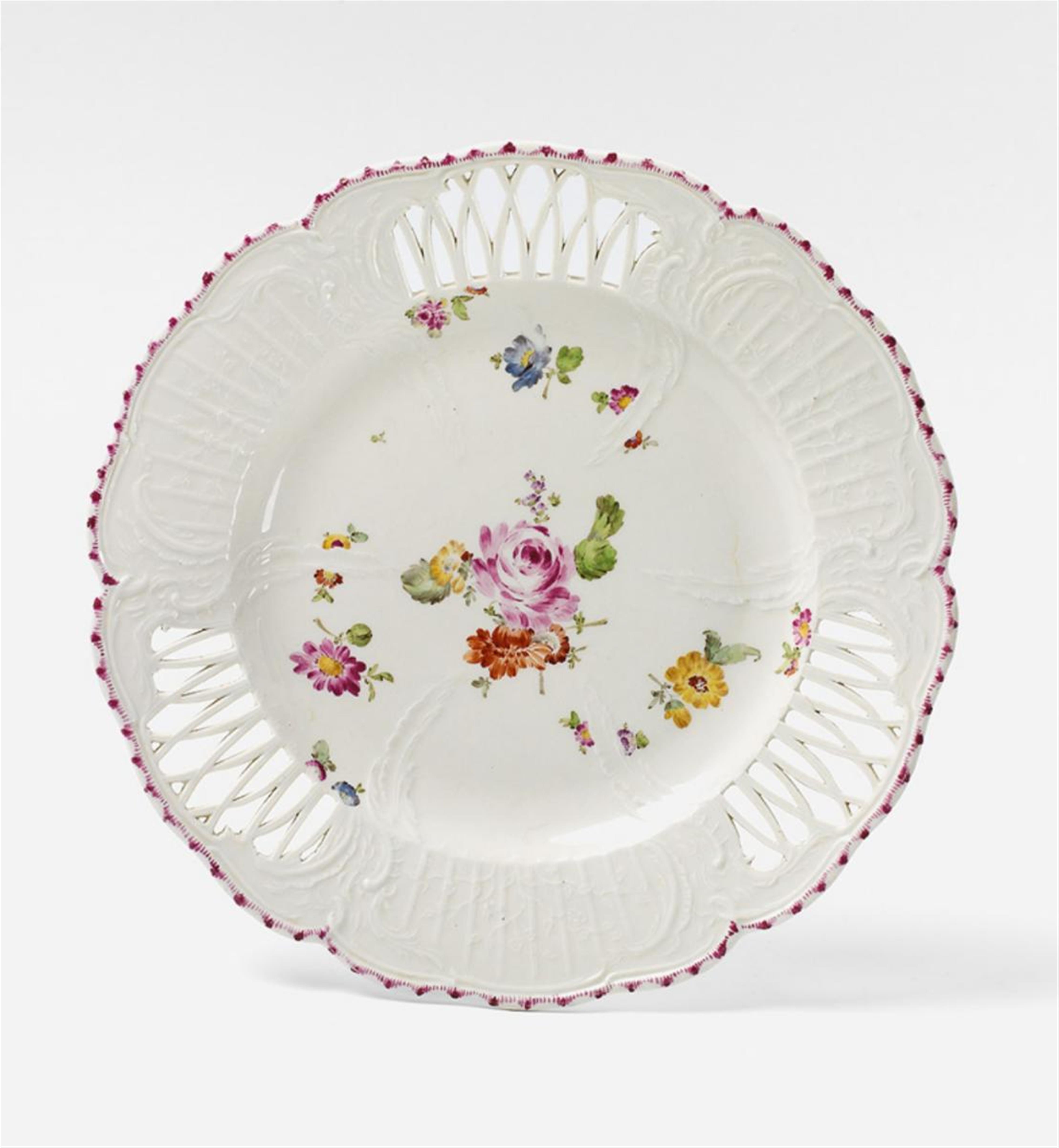 A KPM porcelain dessert plate with deutsche Blumen. - image-1