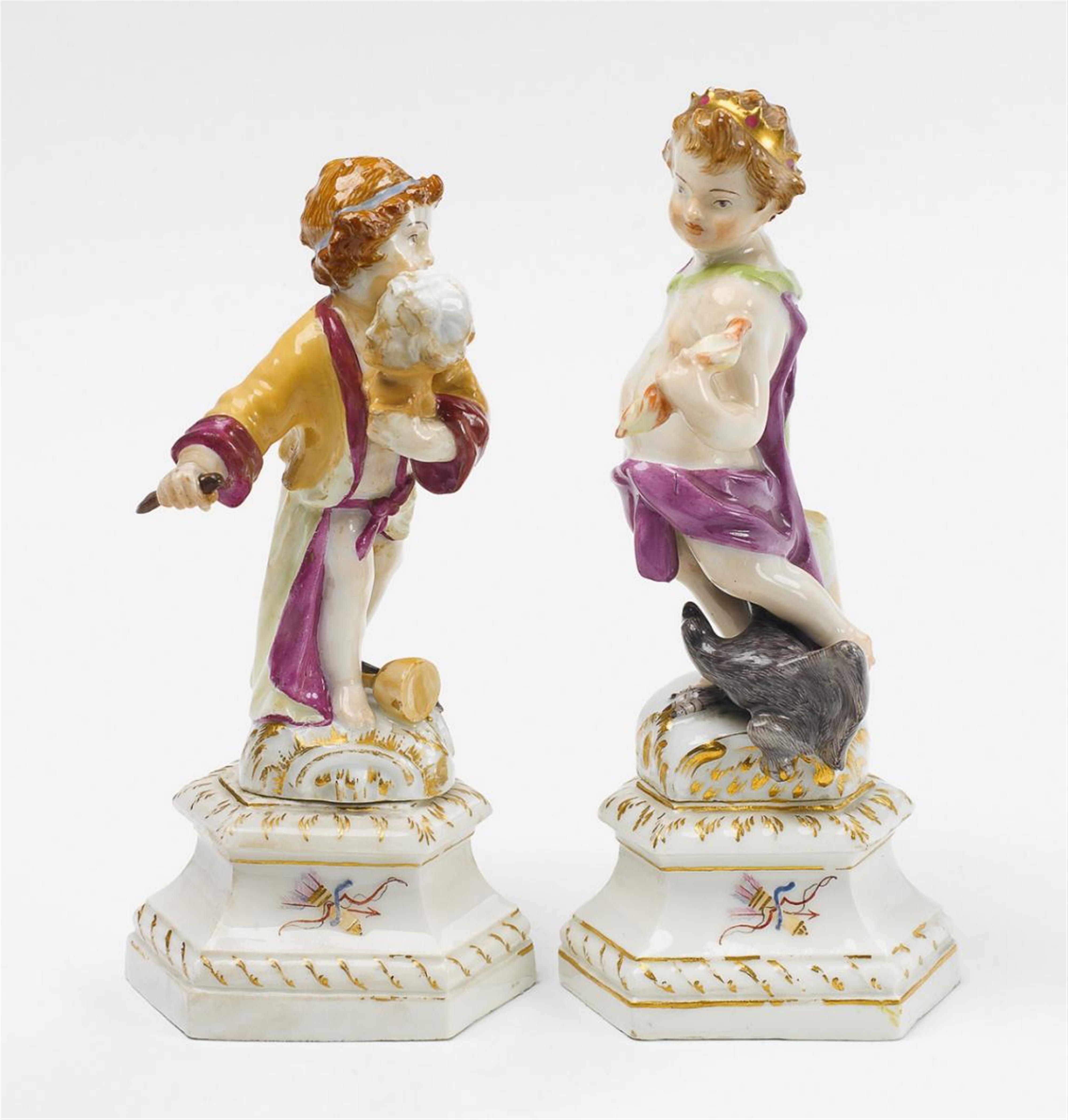 Two KPM porcelain putti as Jupiter and a sculptor. - image-1
