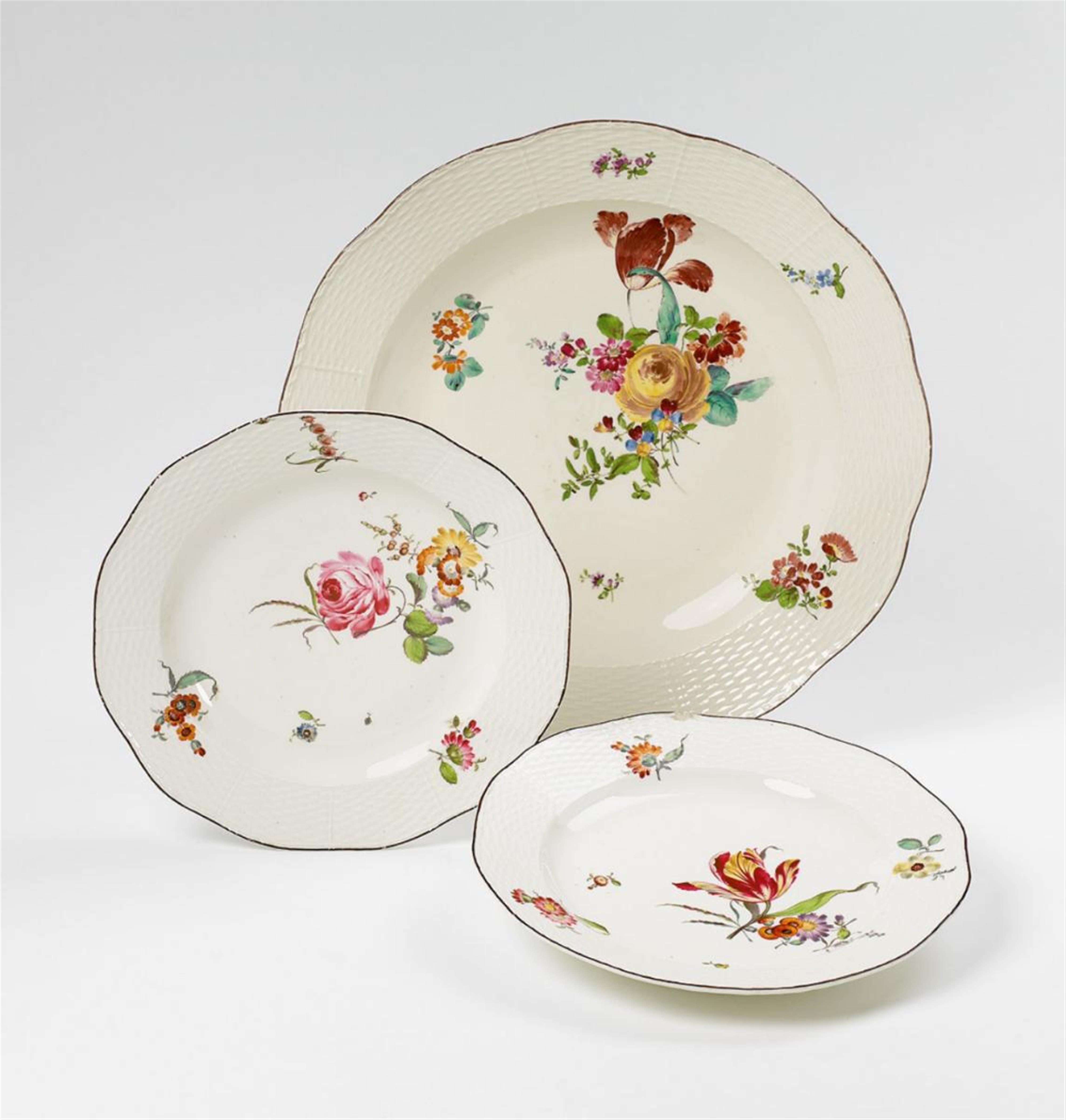 A large KPM porcelain platter with floral decor. - image-1