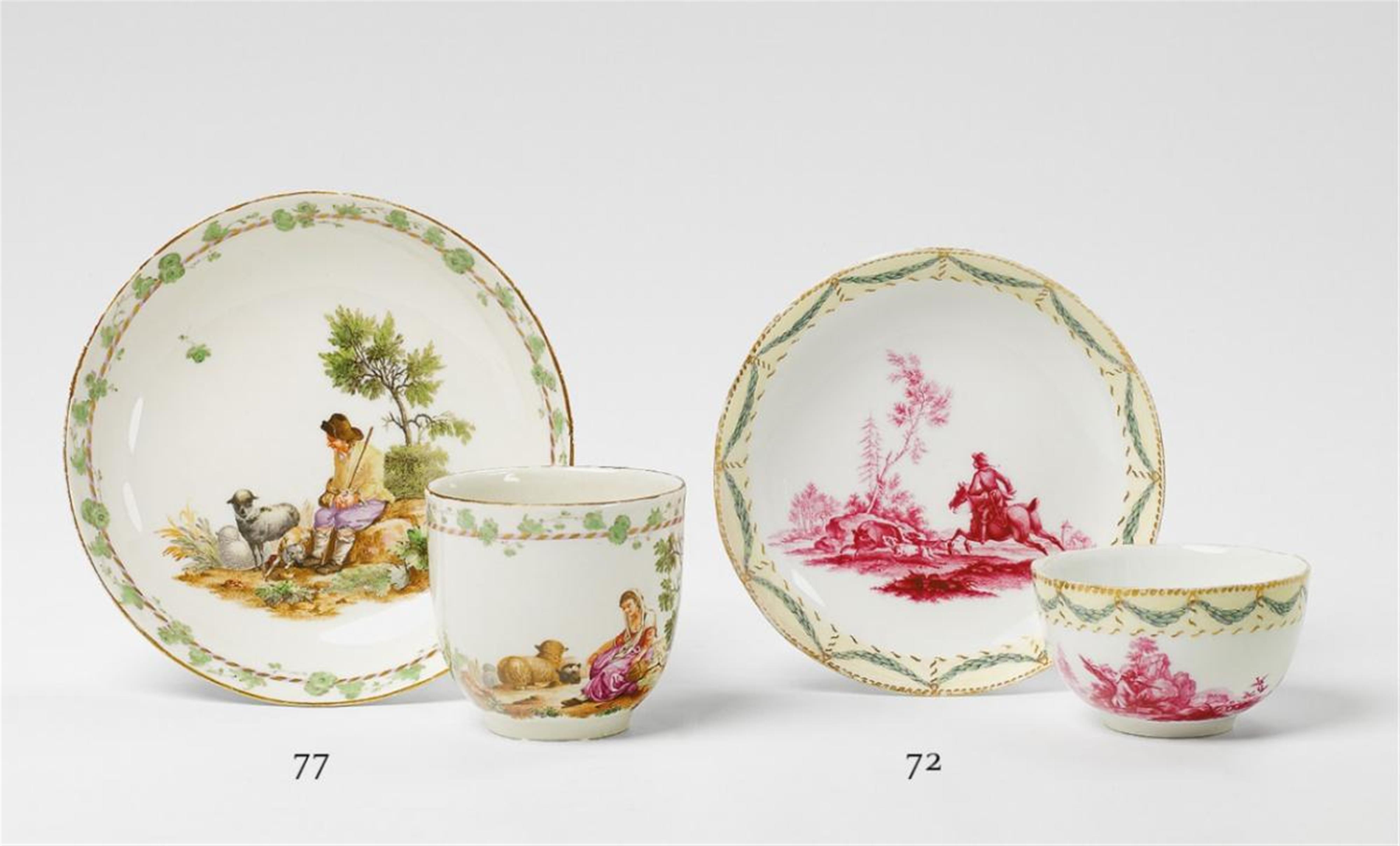 A KPM porcelain teacup with hunting scenes. - image-1