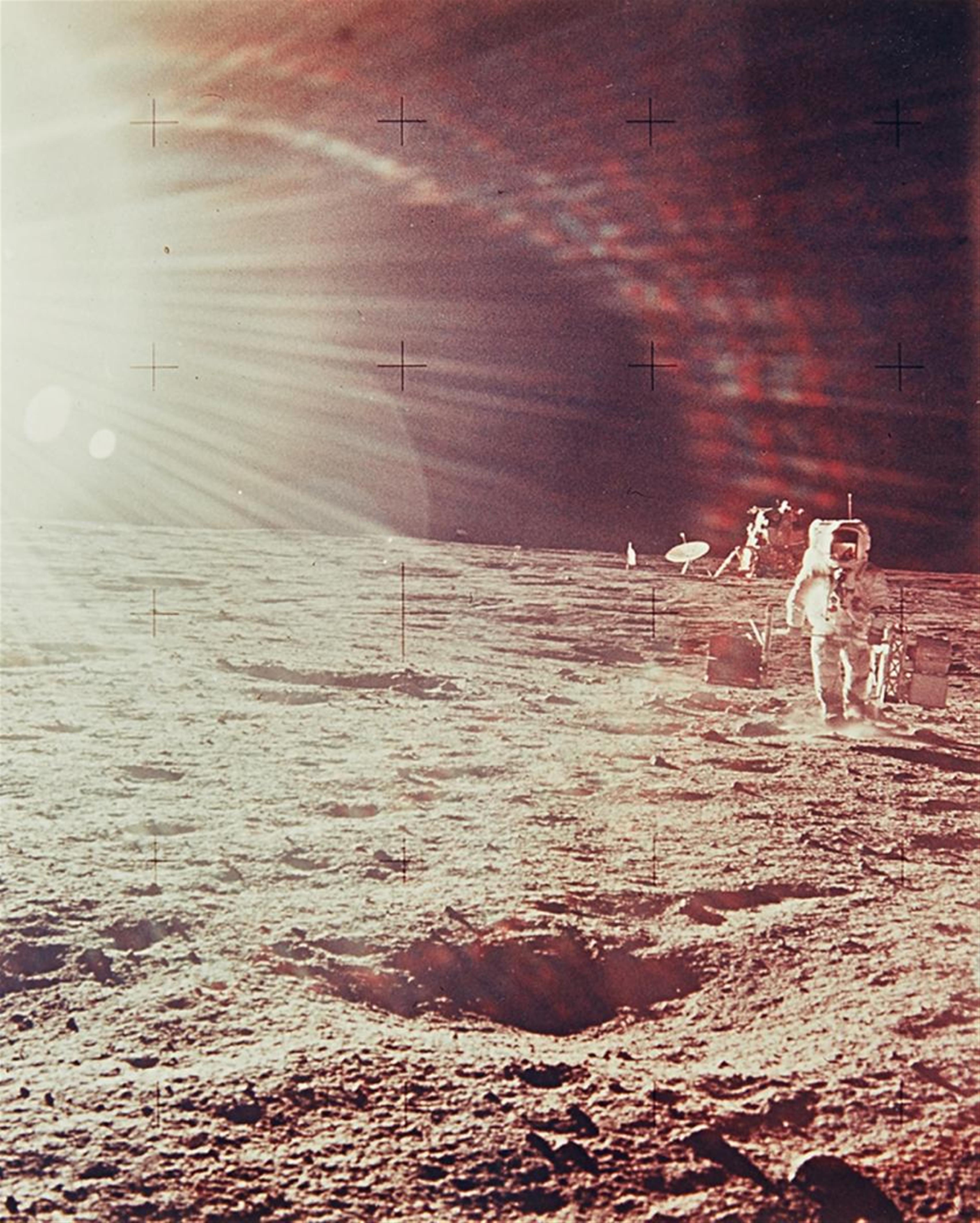 NASA - Astronaut with lunar module in background and sunglare, Apollo 12 - image-1