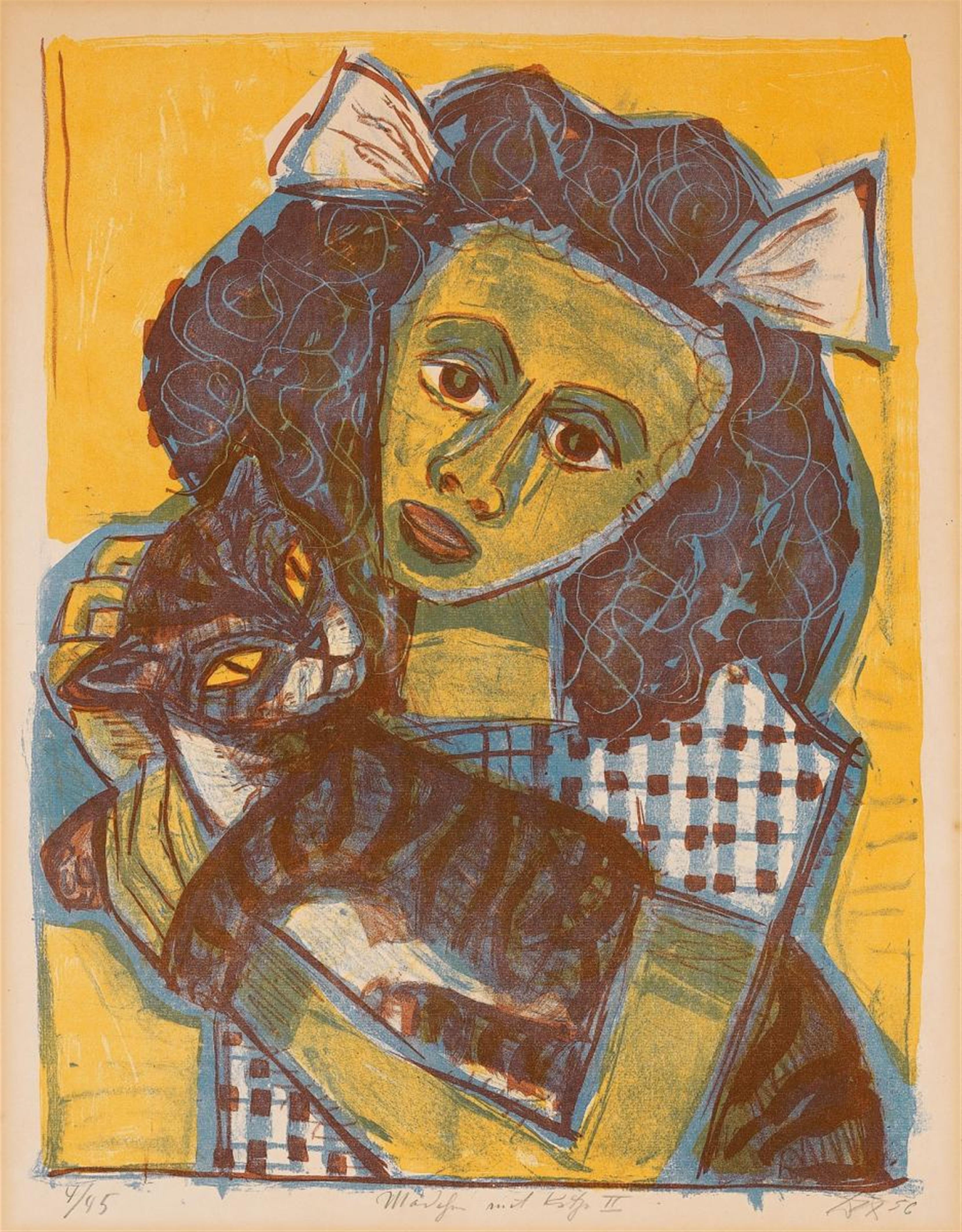 Otto Dix - Mädchen mit Katze II (Kopf schräg) - image-1