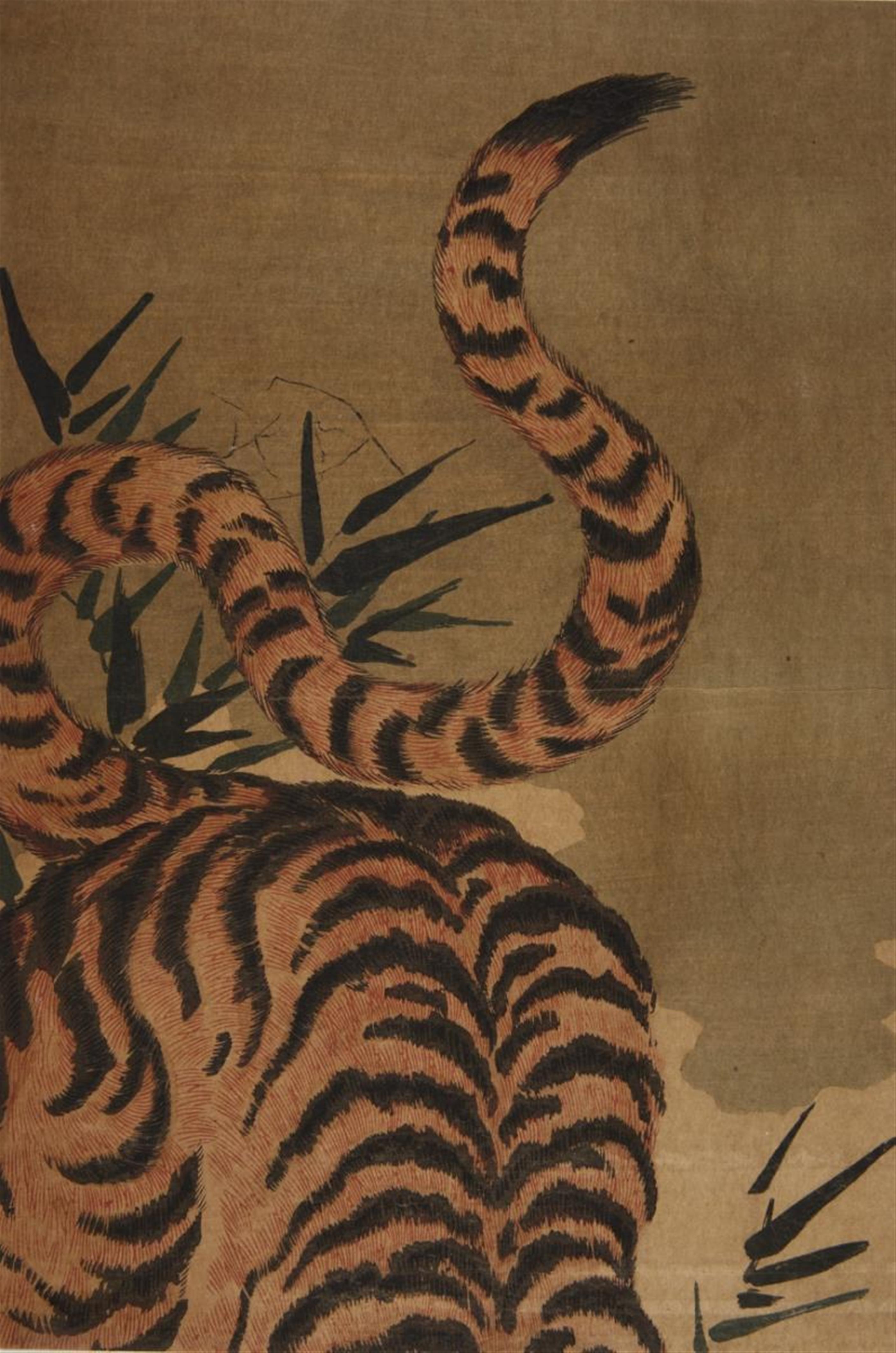 Utagawa Toyokuni II - Two oban, vertical diptych. Growling tiger before bamboo. Signed: Gosotei Toyokuni ga. Seal: Toyokuni. Publisher: Yamamotoya Heikichi. About 1820. - image-2