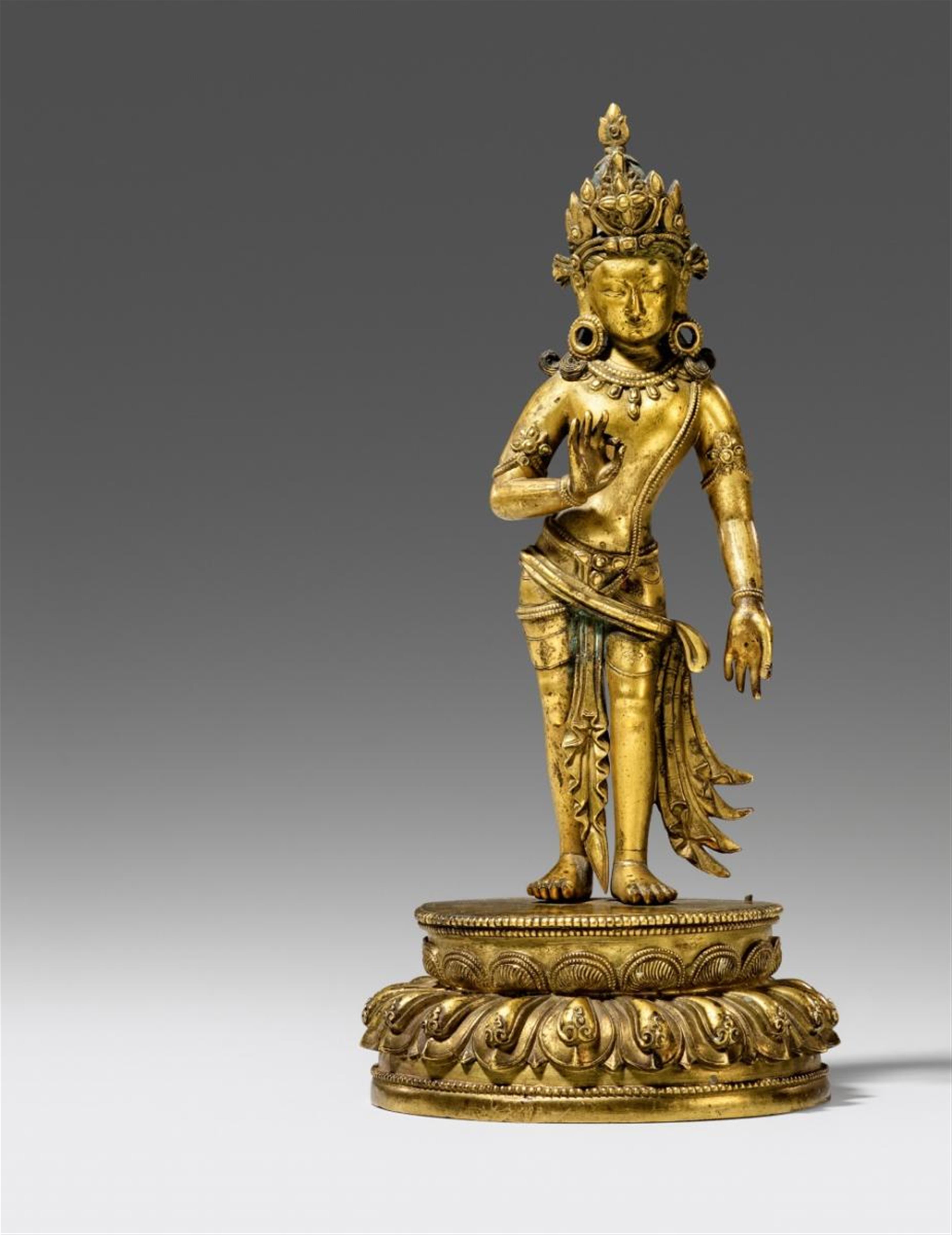 Stehender Bodhisattva. Feuervergoldete Bronze. Tibet. 18. Jh. - image-1