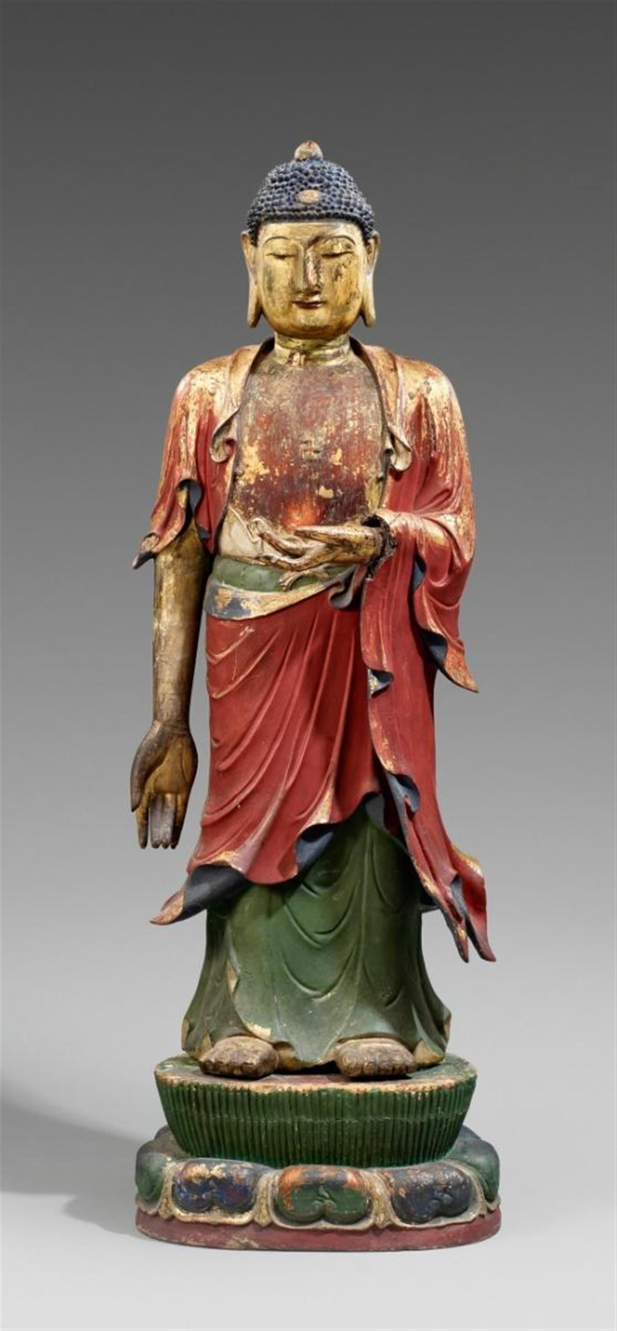 Buddha. Trockenlack, farbig gefasst. Ming-Zeit - image-1