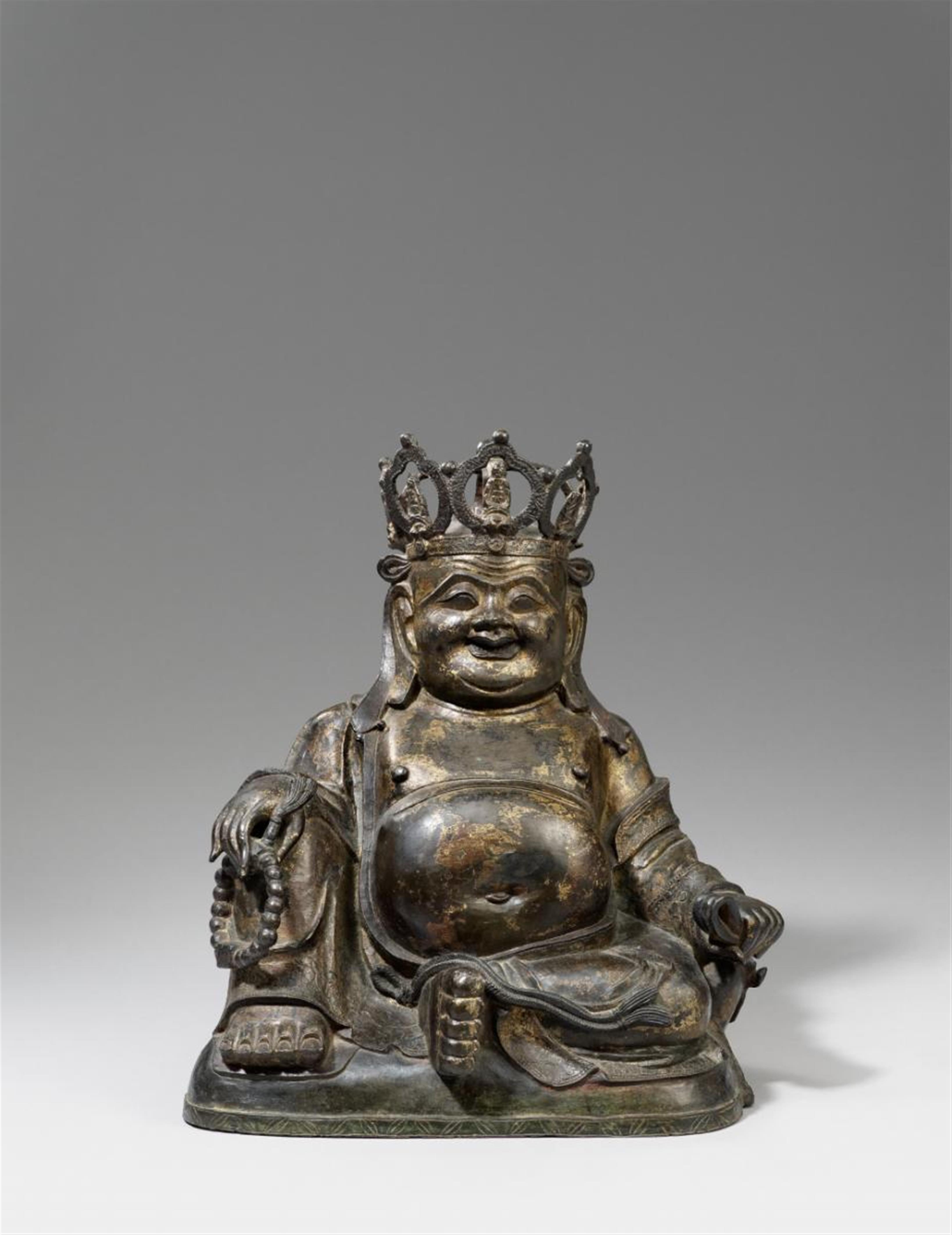 A bronze figure of Budai, also called Milefo. Ming dynasty - image-1