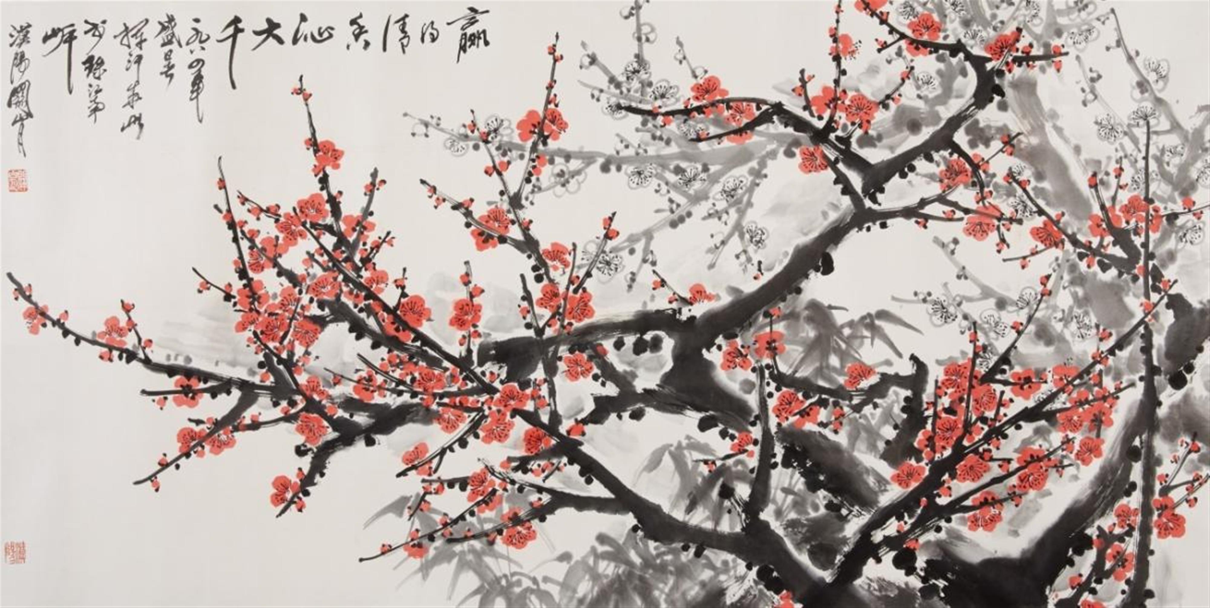 Guan Shanyue - Plum blossoms and bamboo. - image-1