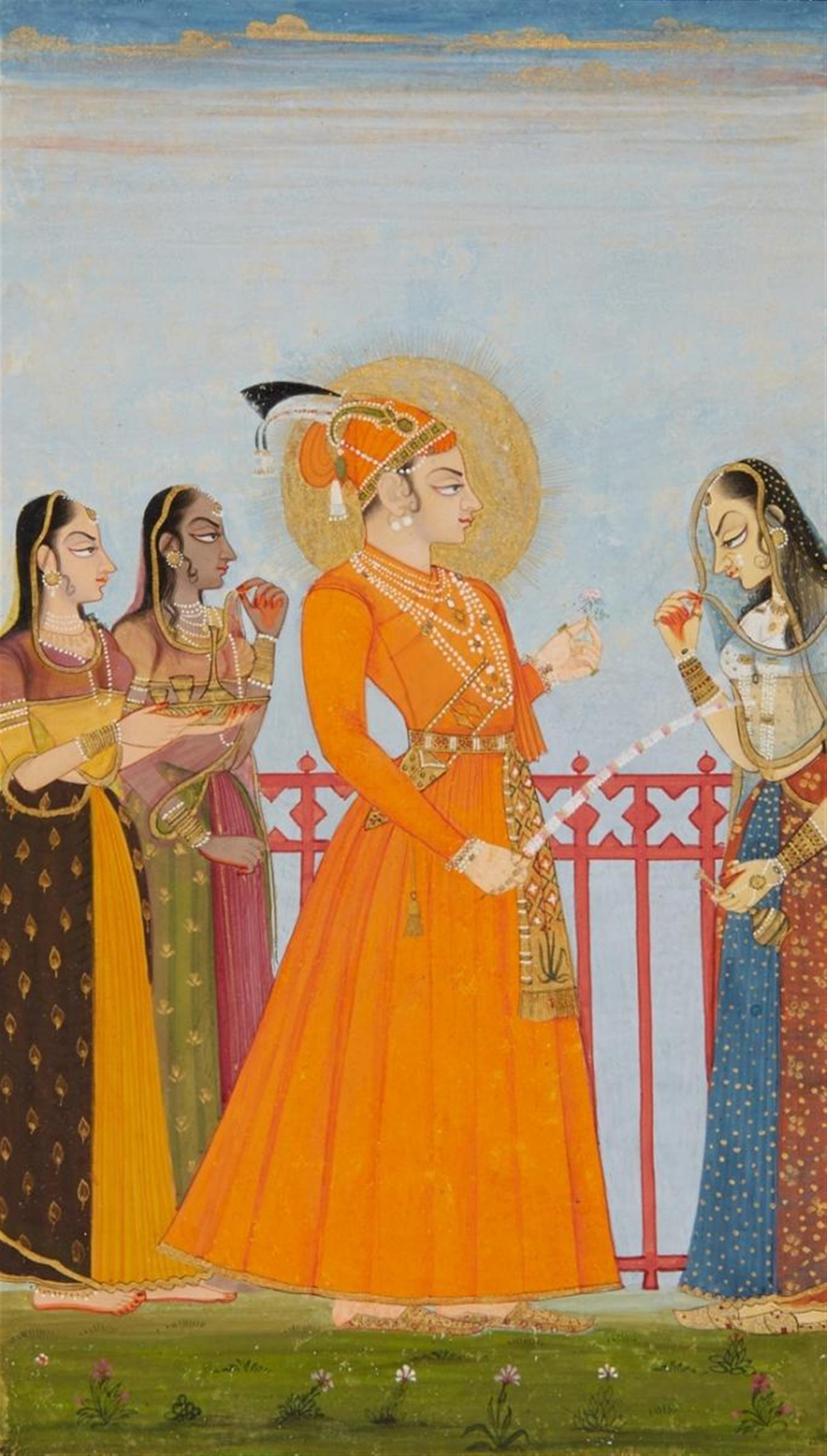 A Rajasthani painting of a prince. Kishangarh. Last quarter 18th century - image-1