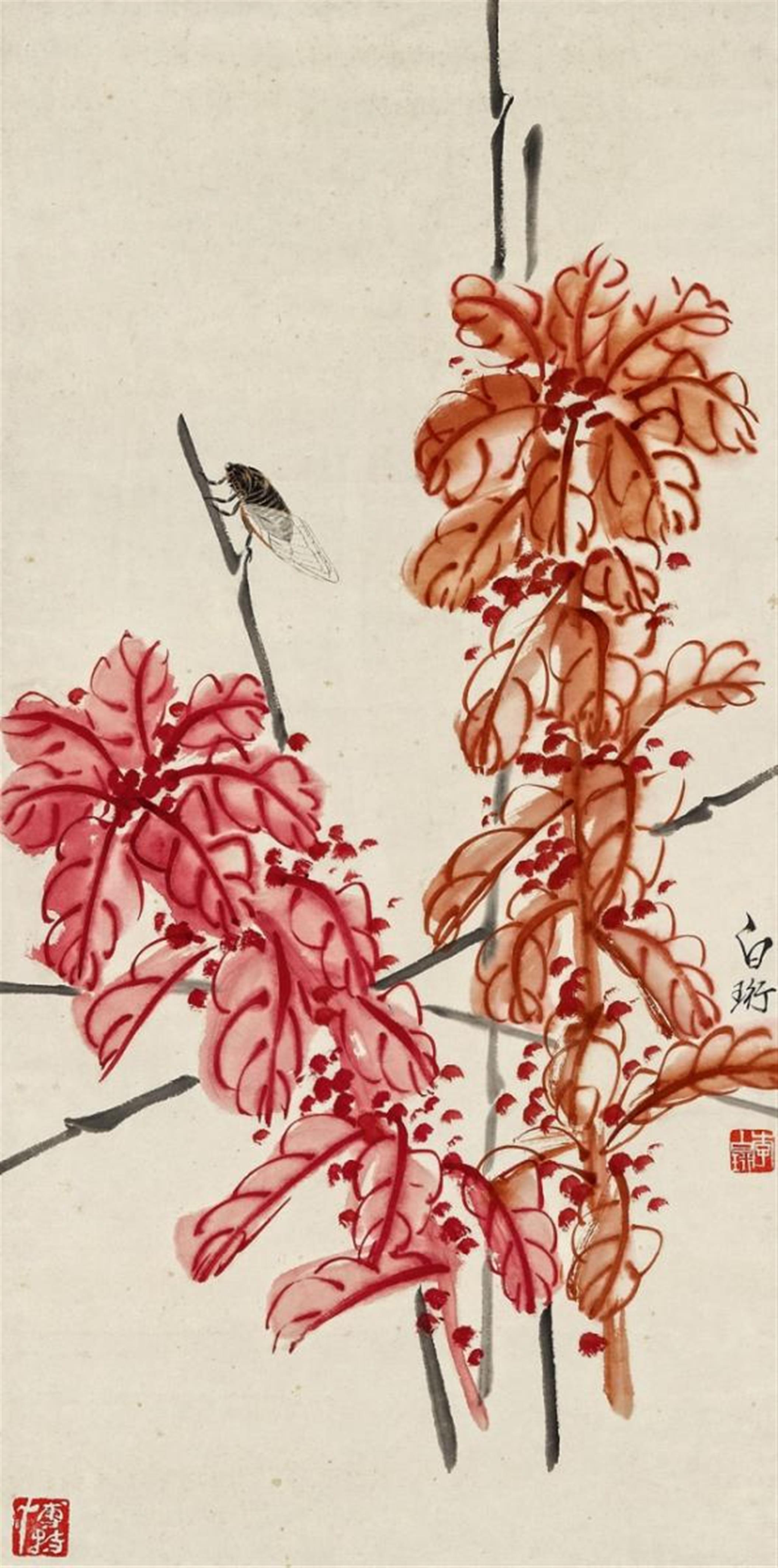 Li Baiheng - Amaranth and cicada. - image-1