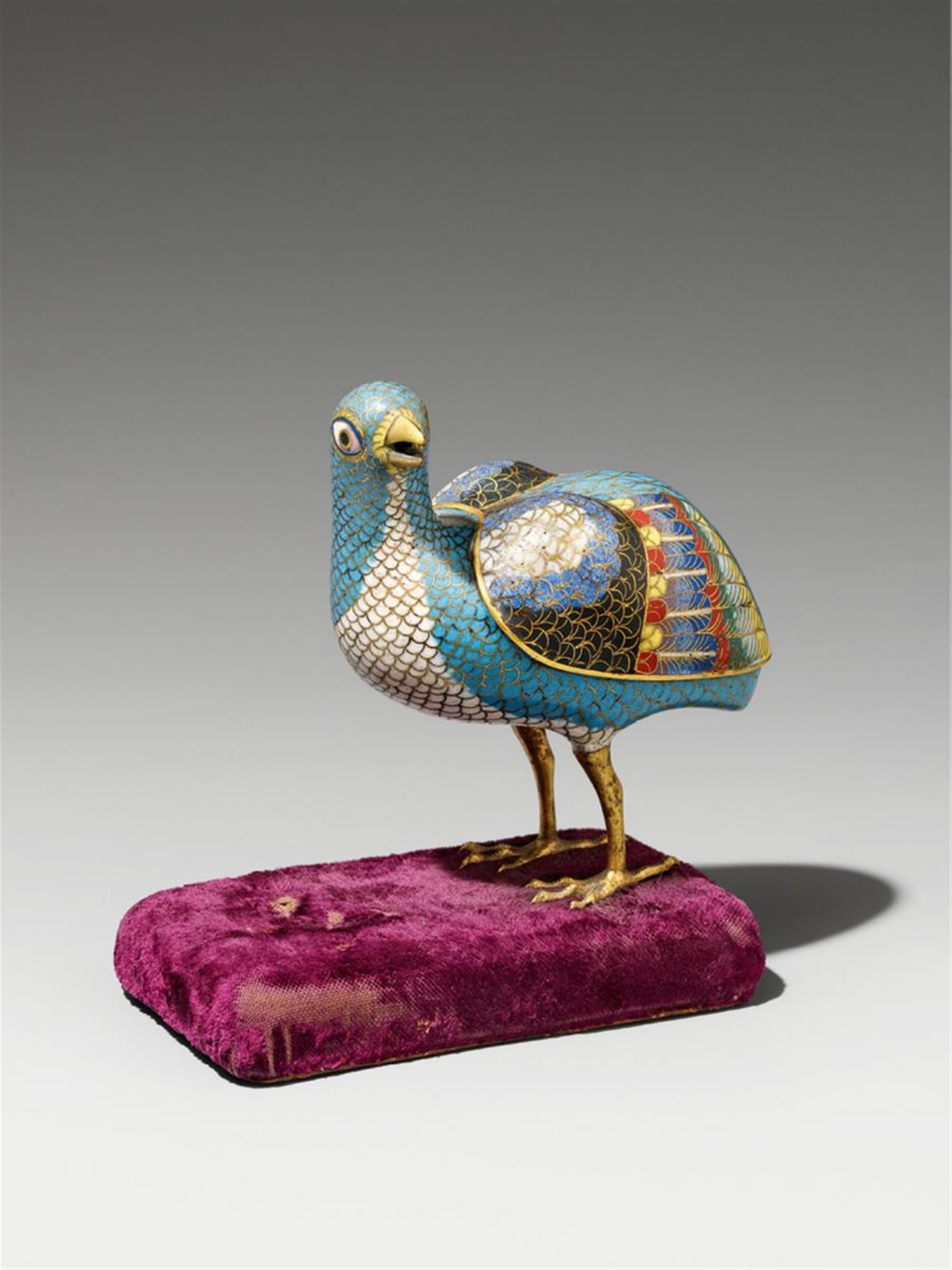 A cloisonné enamel quail. 18th/19th century - image-1