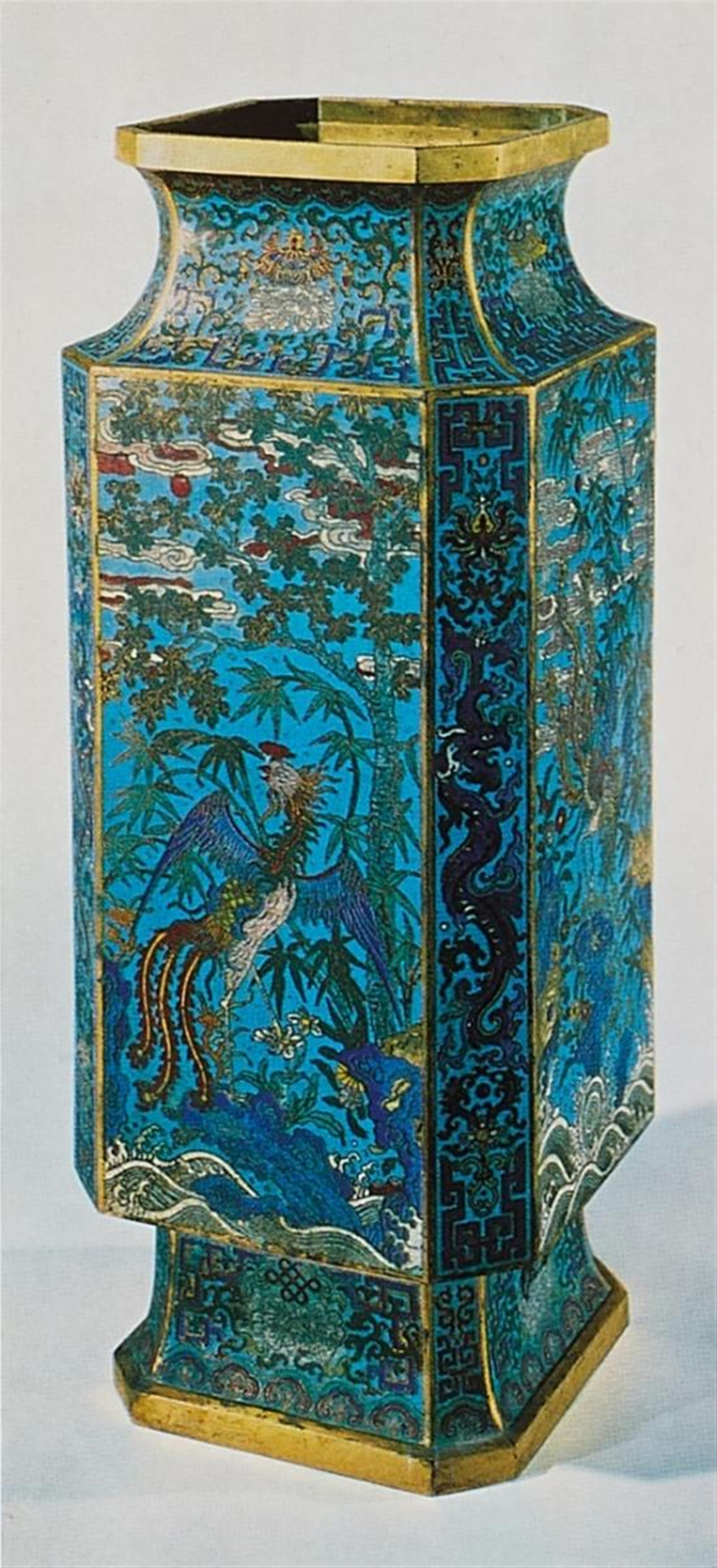Große vierkantige Cloisonné-Vase. Qing-Zeit - image-4