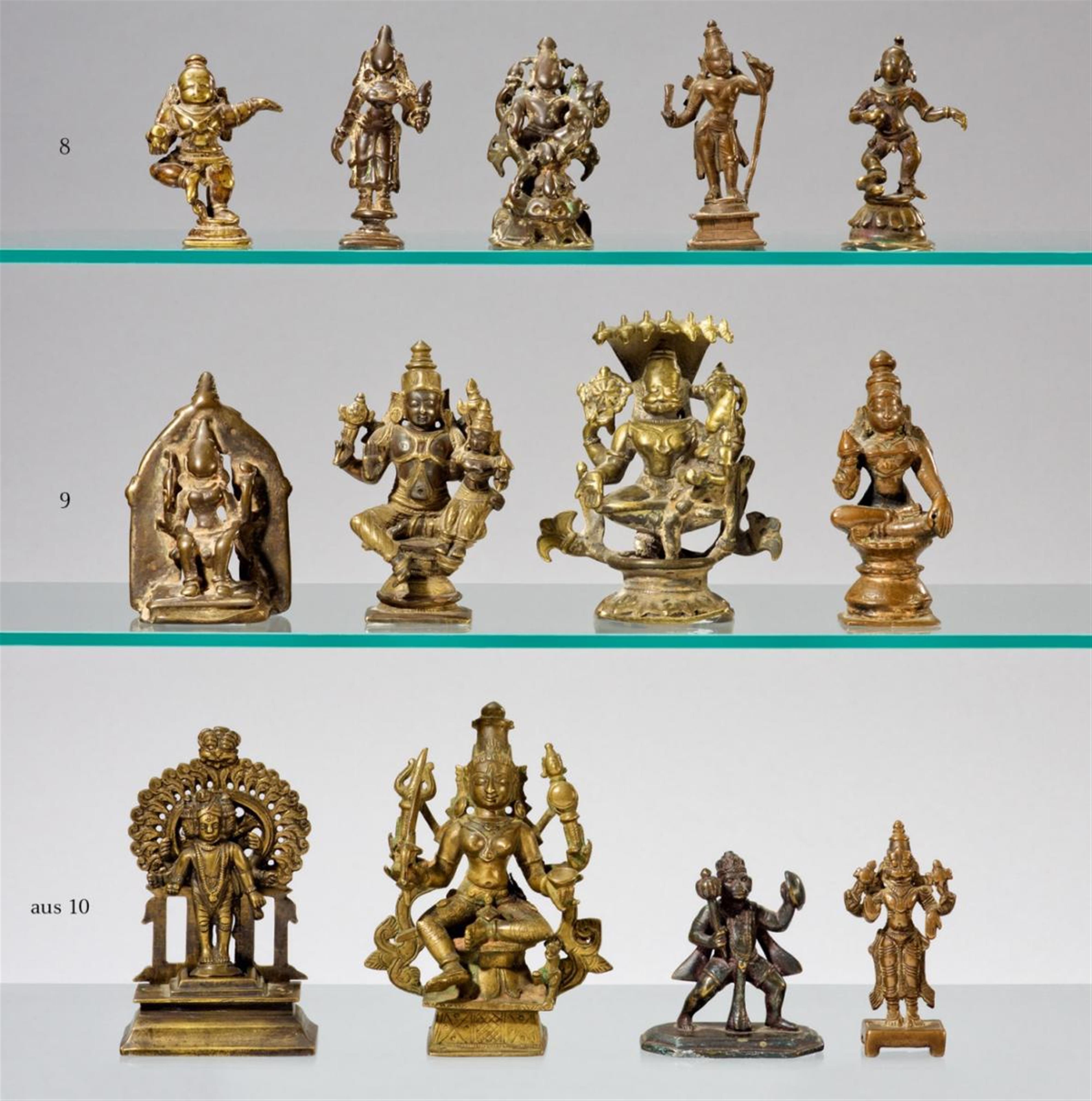 Fünf Gottheiten. Gelbguss. Indien. 17./20. Jh. - image-1