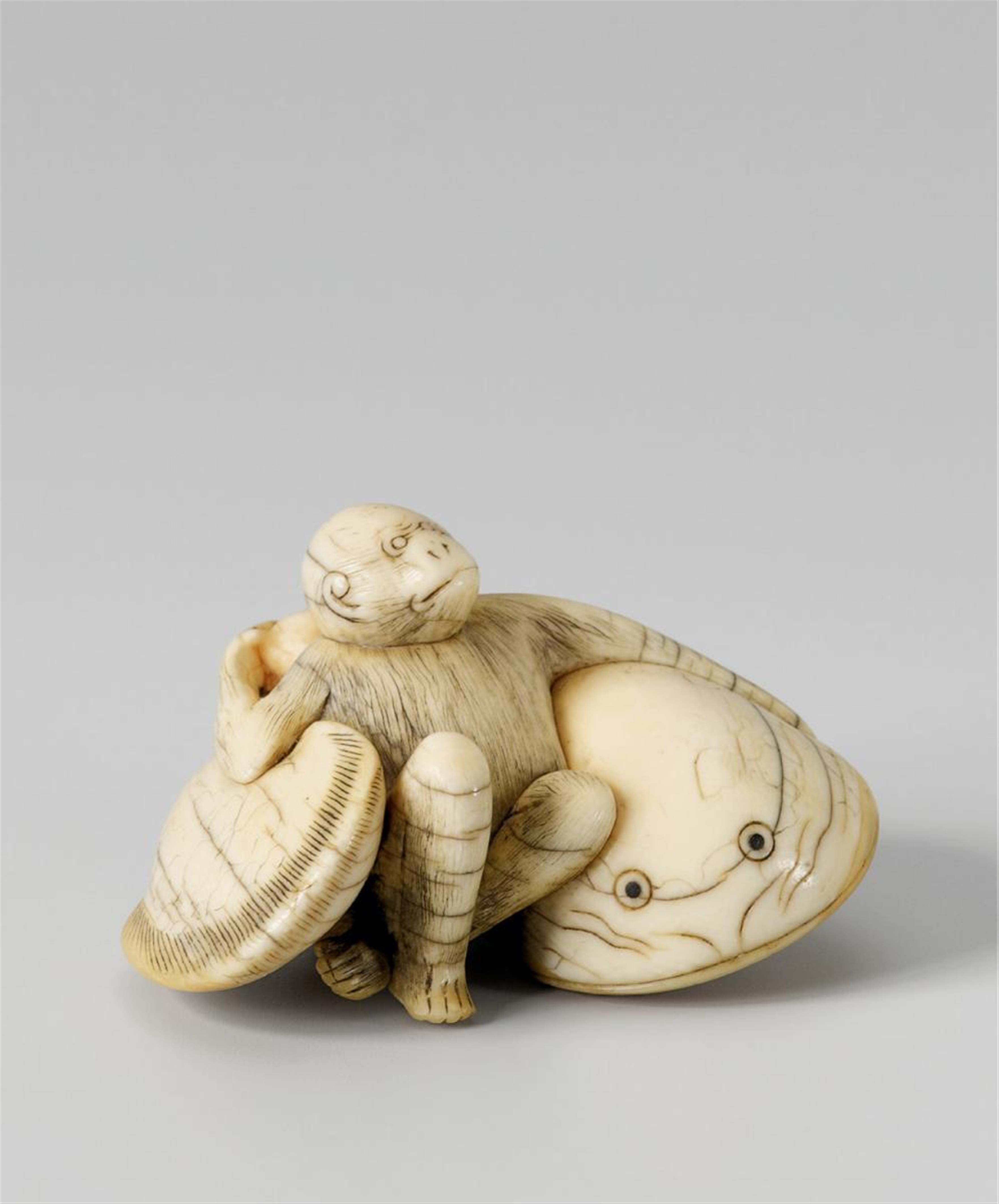 A large ivory netsuke of a monkey. 17th/18th century. - image-1