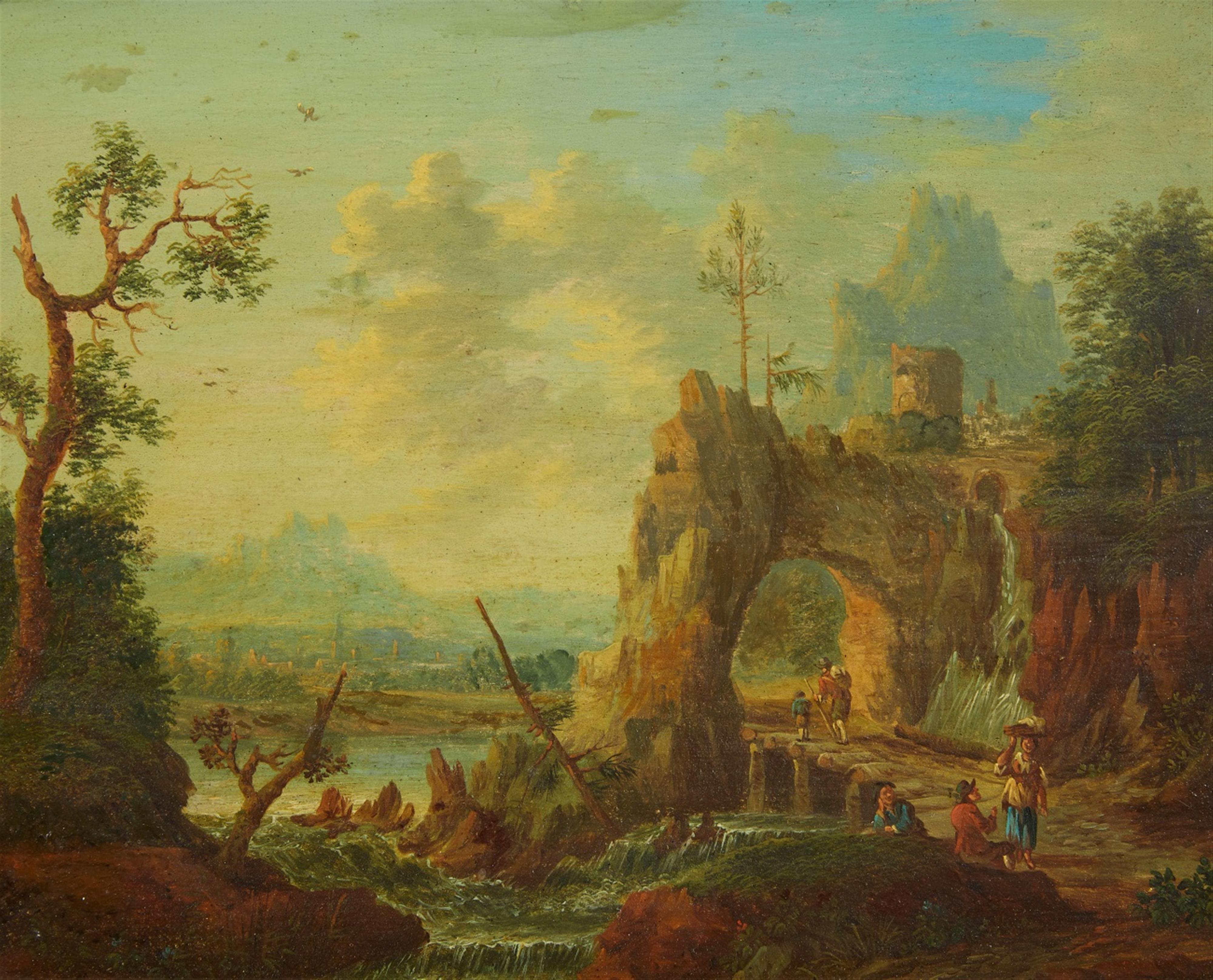 German School of the 18th century - A River Landscape with Figures - image-1