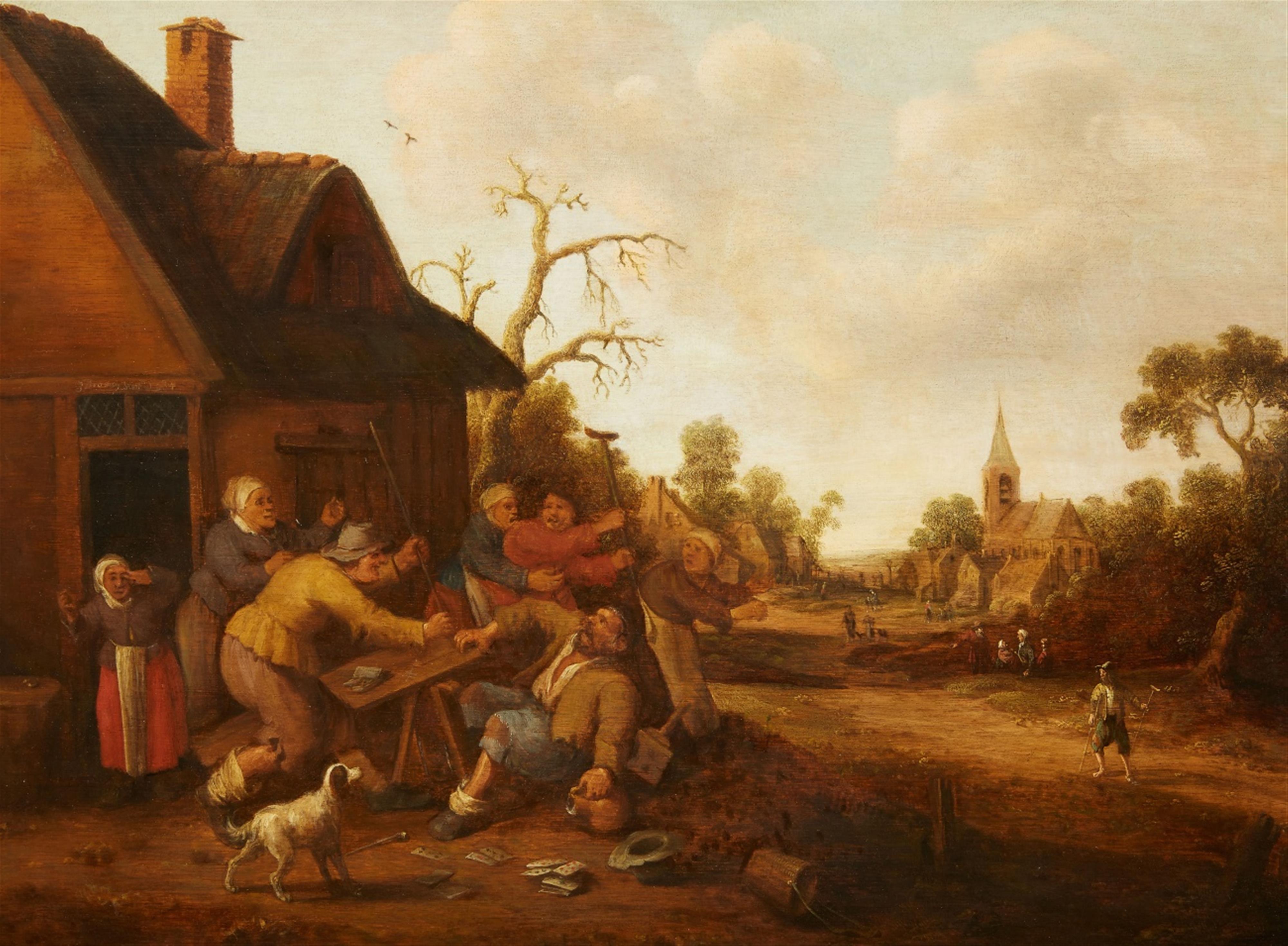 Joost Cornelisz. Droochsloot - A Village Scene with Peasants Fighting - image-1