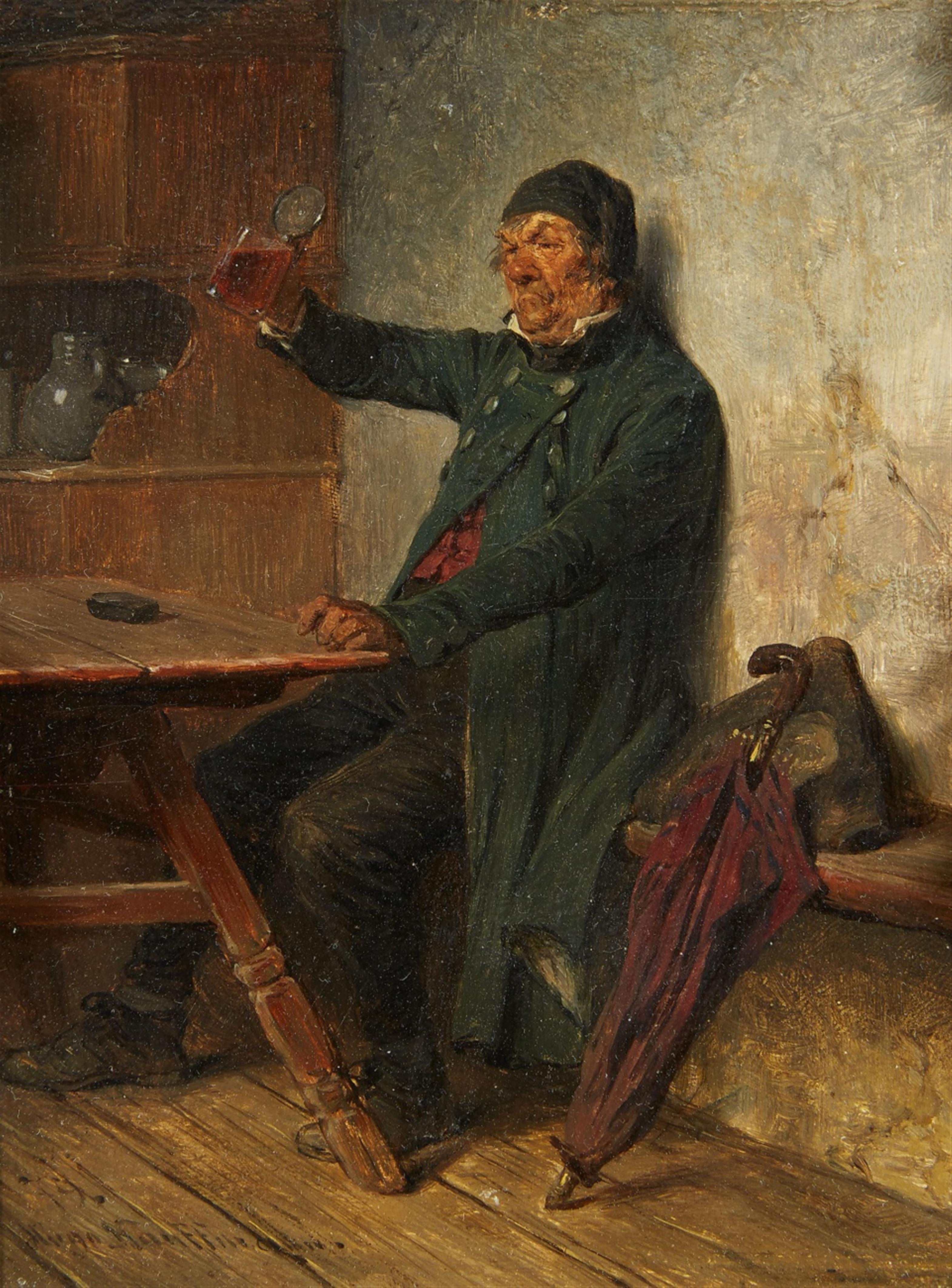 Hugo Kauffmann - Wirtshausszene mit trinkendem Mann - image-1