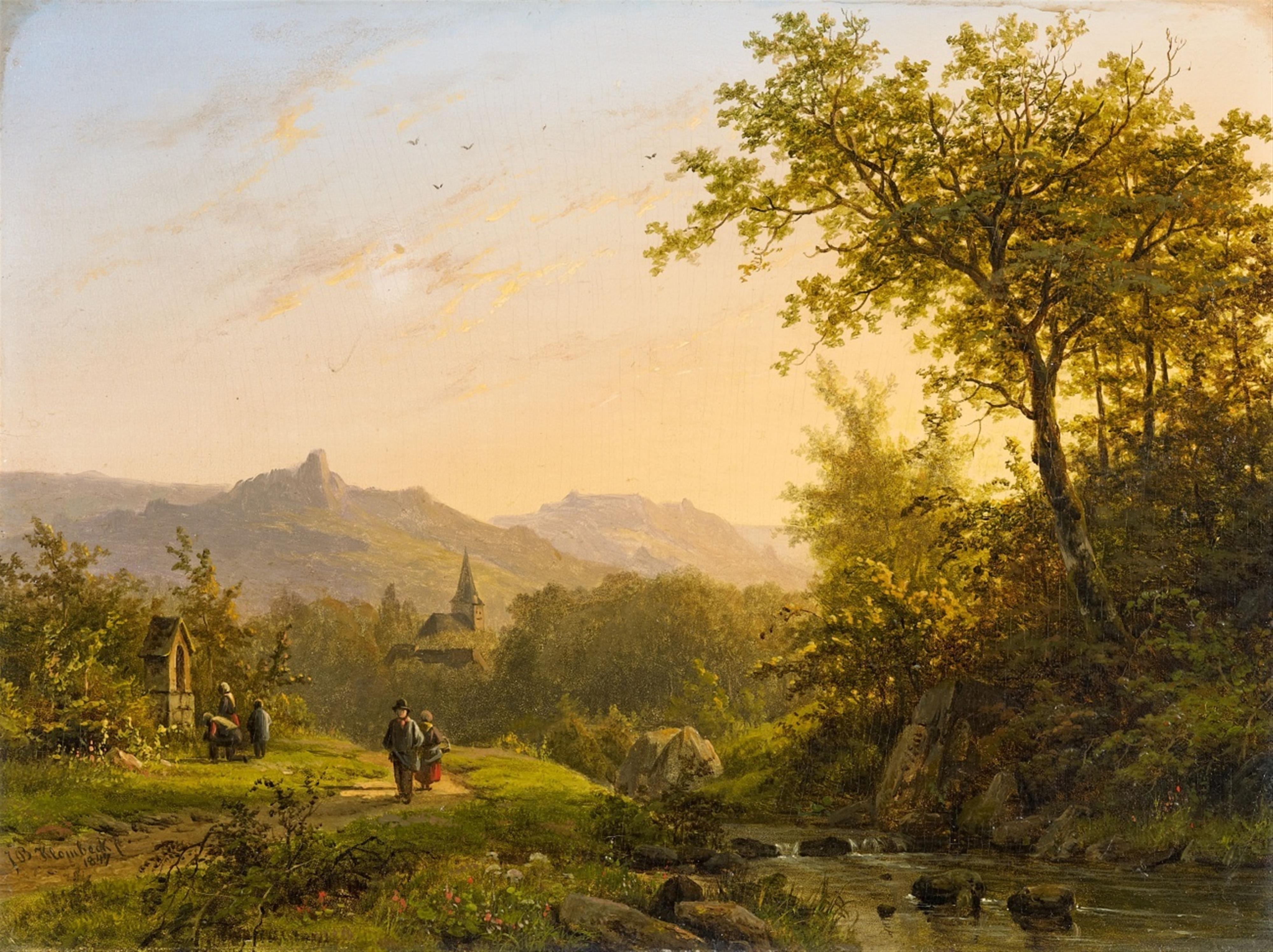Johann Bernhard Klombeck - Landscape with a Stream at Sunset - image-1