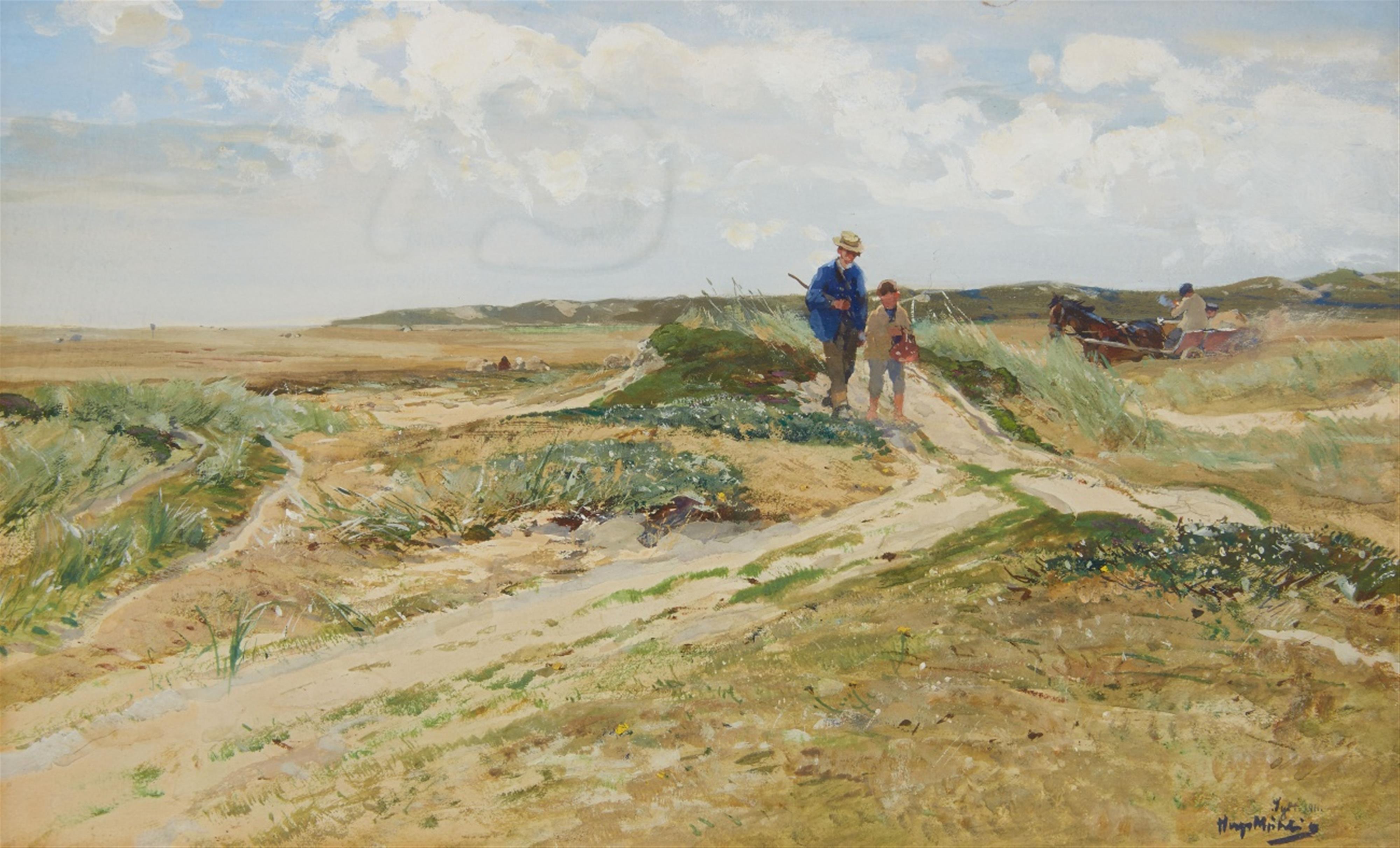 Hugo Mühlig - A View in Sylt with Ramblers and a Cart - image-1