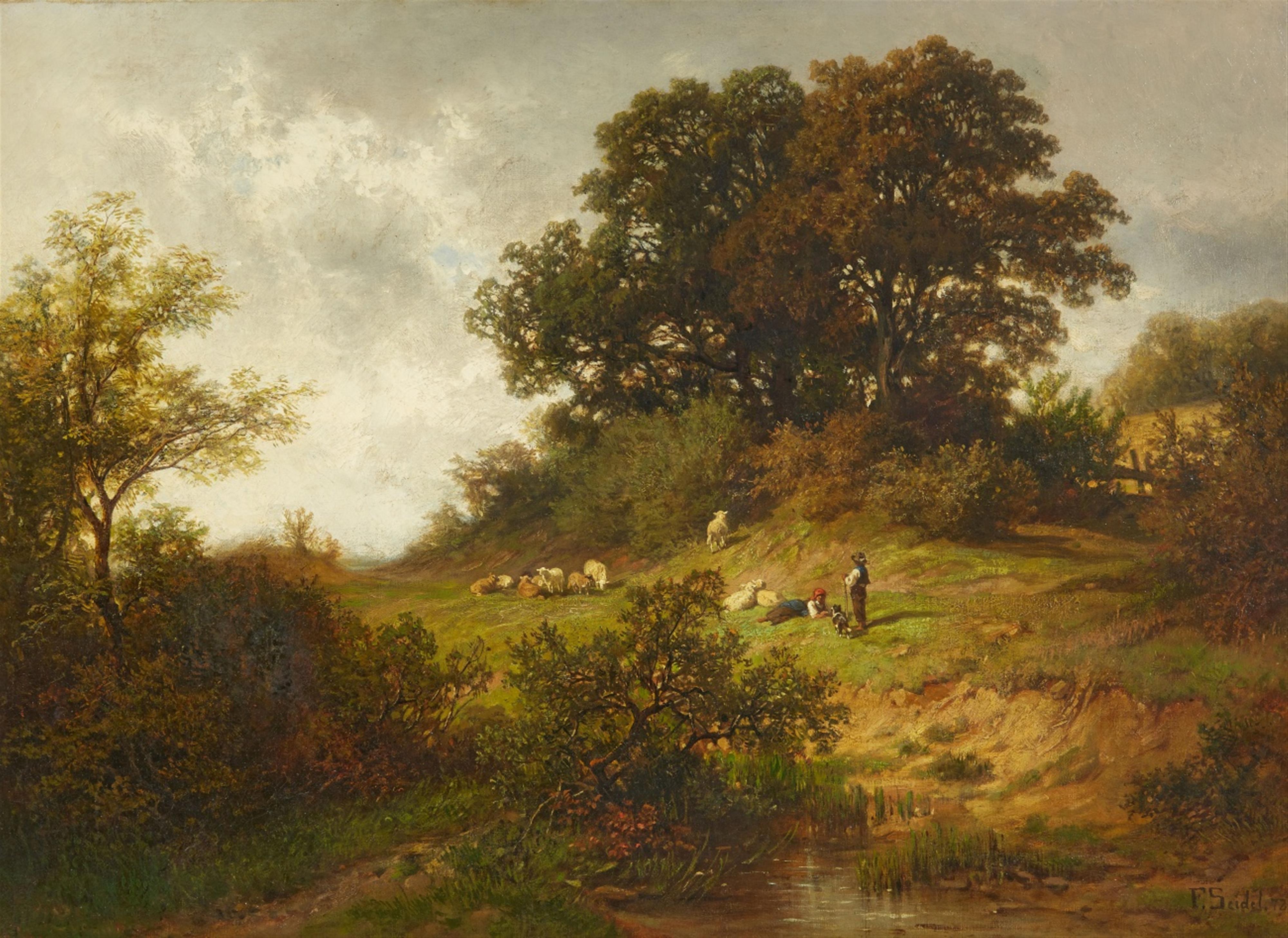 Franz Seidel - Landschaft mit Schäfern - image-1