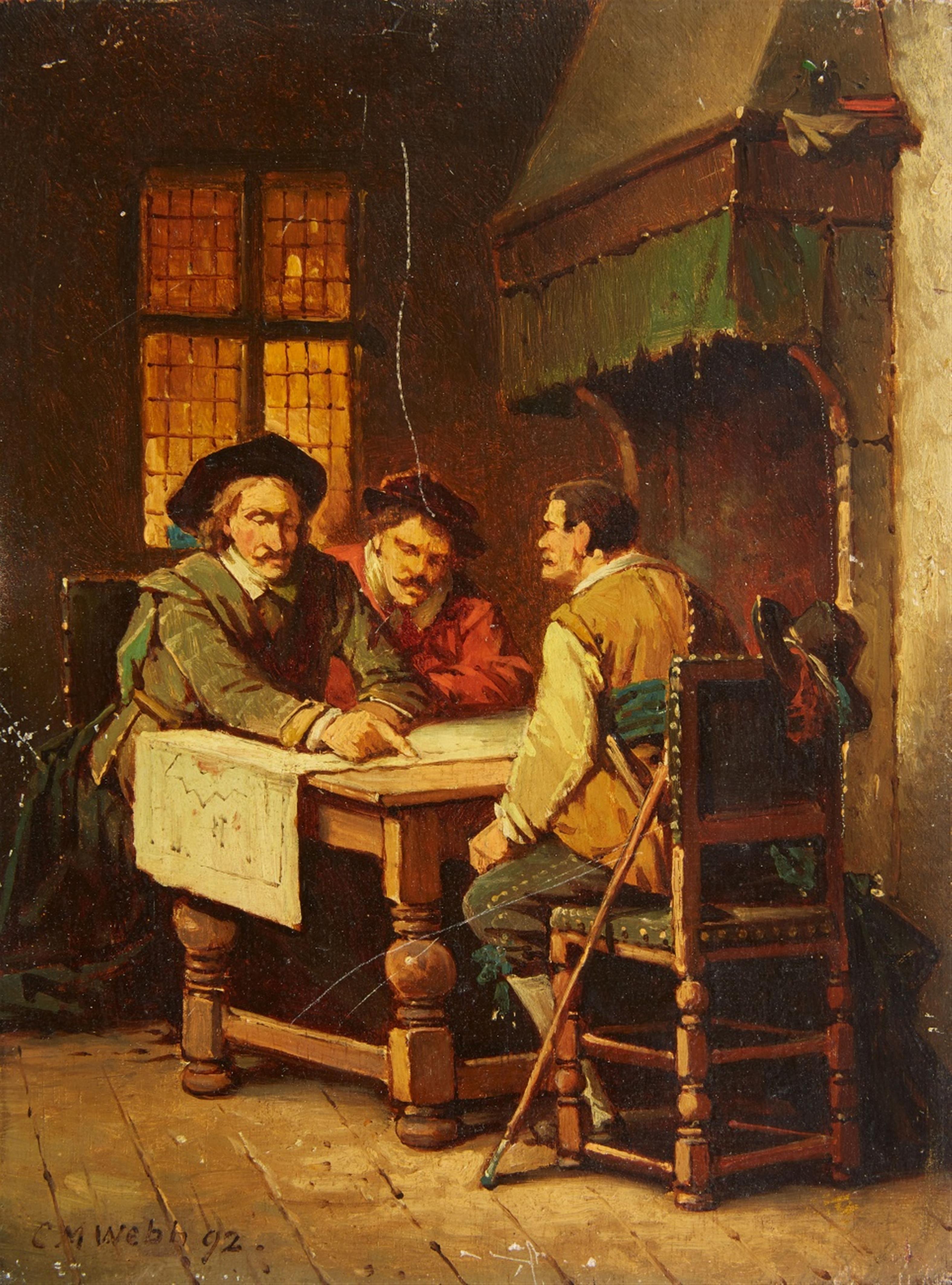 Charles Meer Webb - A Scientist Reading in his Laboratory Three Men Studying a Map - image-2