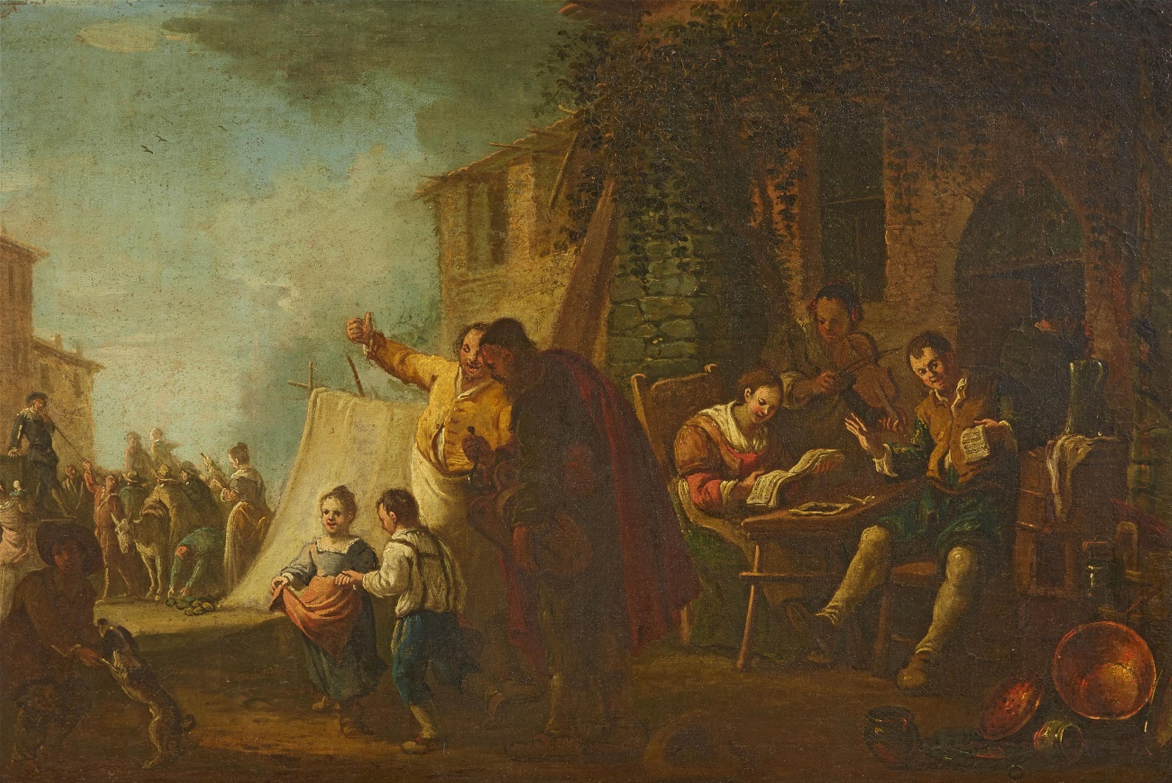 Italian School of the 18th century - Outside the Tavern - image-1