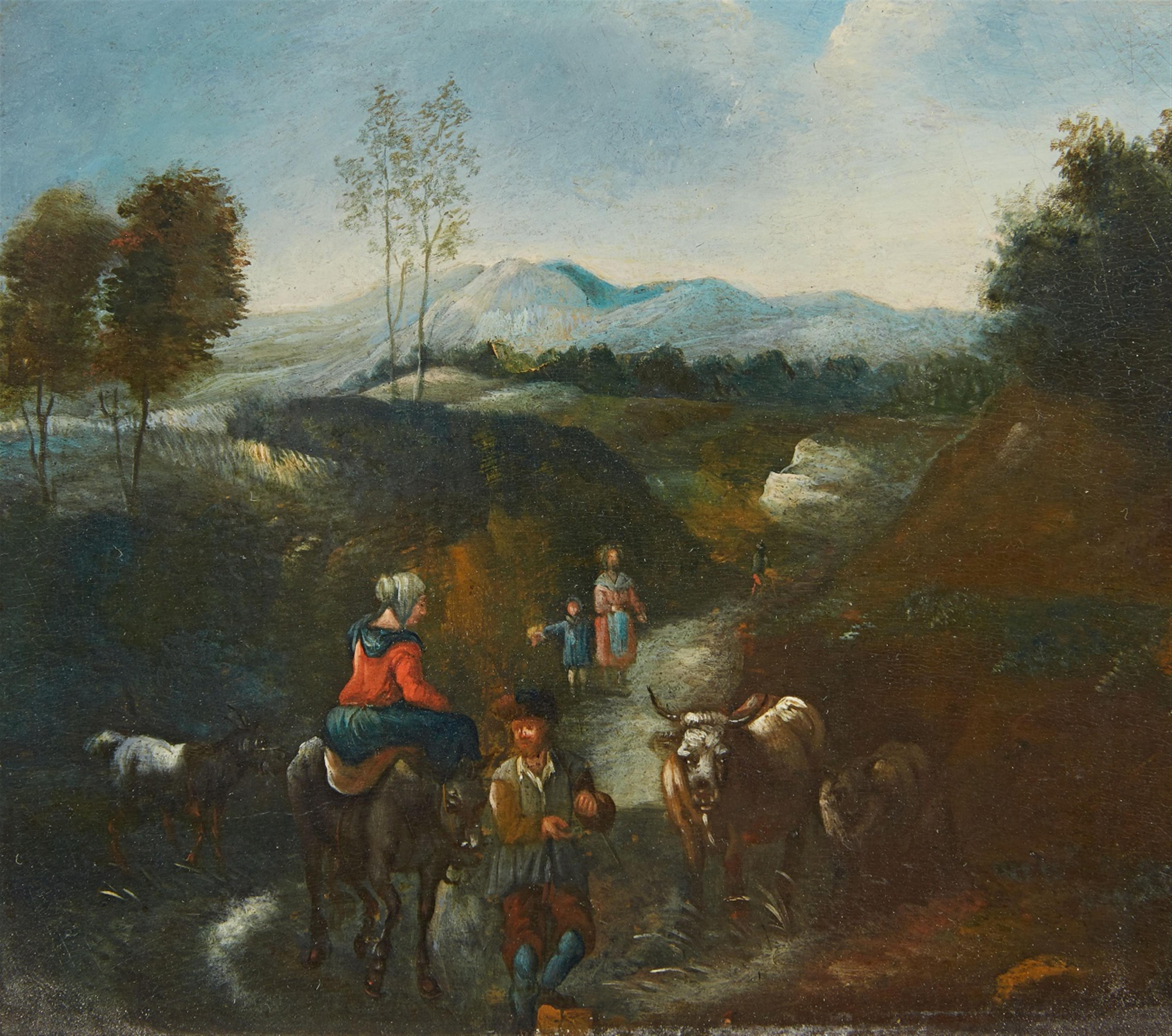 Probably Netherlandish School of the 17th century - Landscape with Travellers - image-1